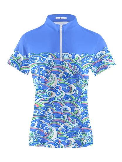 Cherryswing Women's Energy of Ocean Short Sleeve Polos