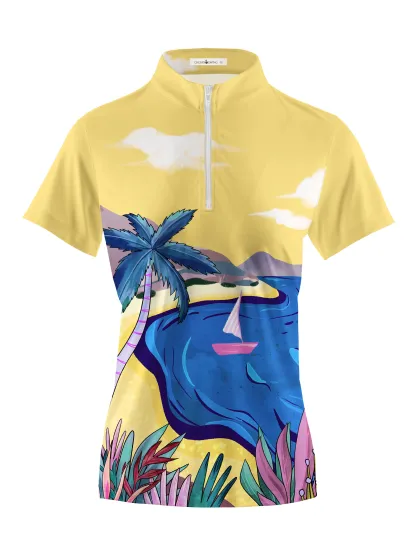 Cherryswing Women's Green Entertainment Short Sleeve Polos