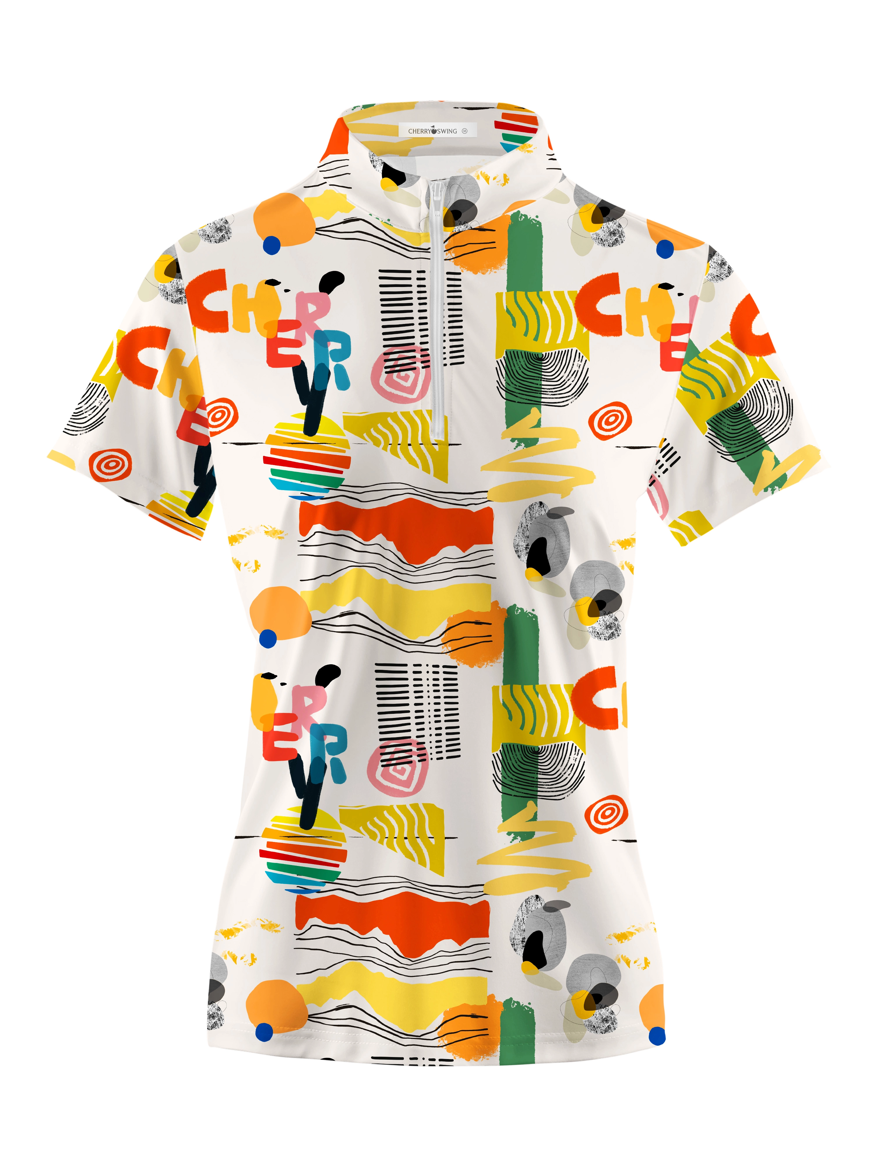 Cherryswing Women's Modern Art Short Sleeve Polos