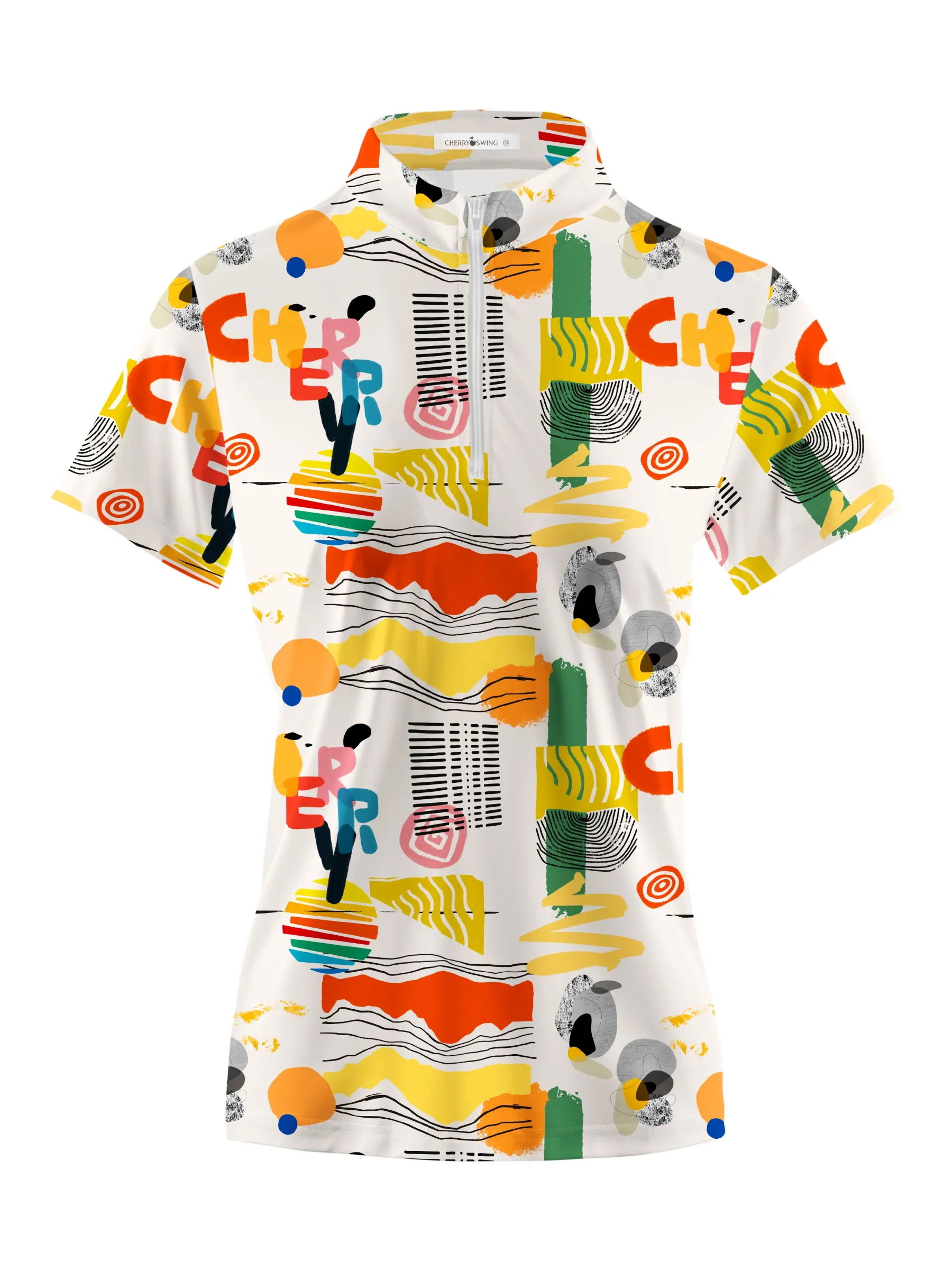 Cherryswing Women's Modern Art Short Sleeve Polos