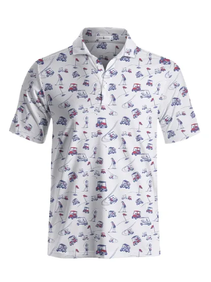 Cherryswing Charm of Vintage Men's Golf Short Sleeve Polos 