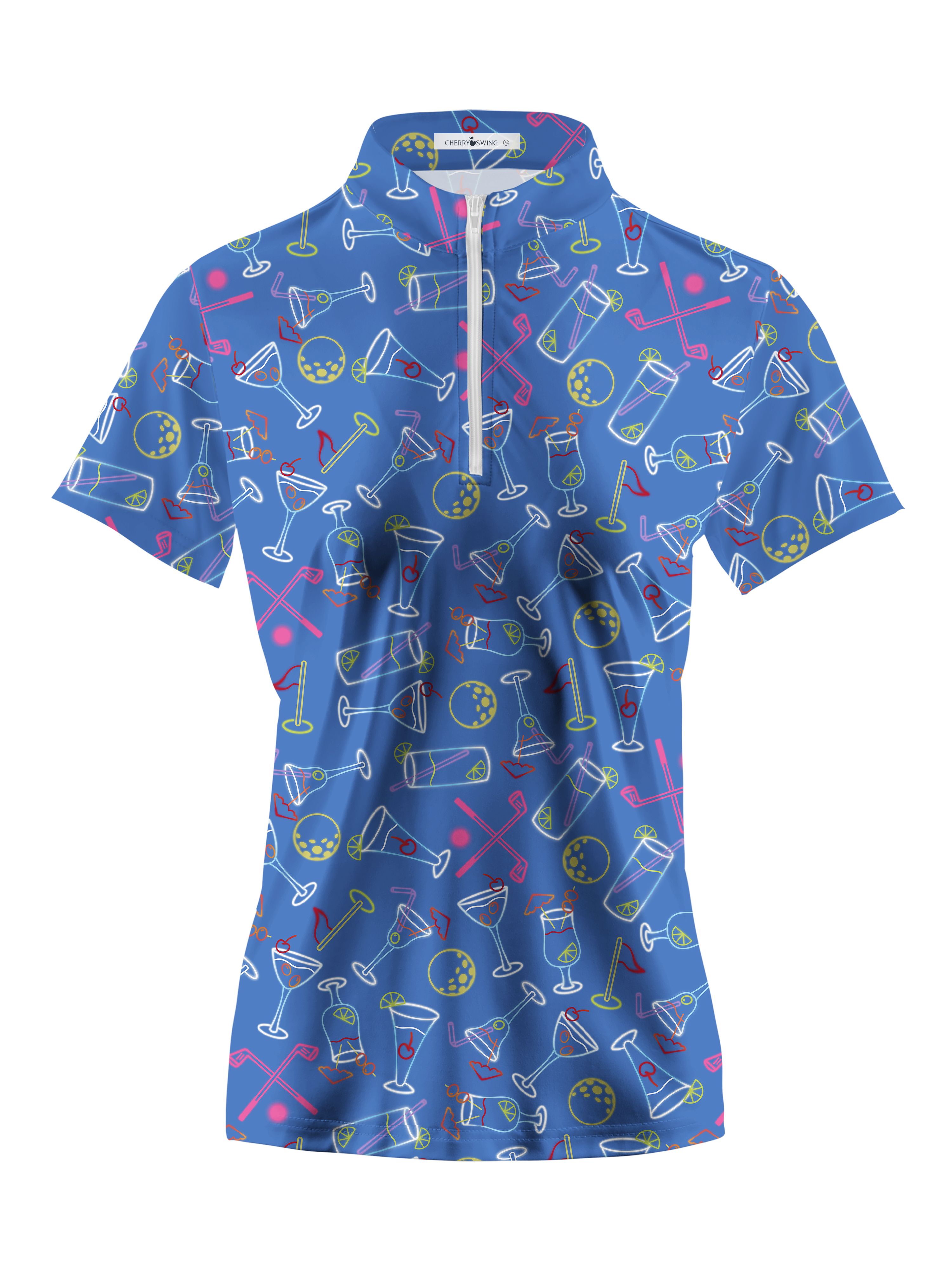 Cherryswing Women's Vibrant Blues Golf Short Sleeve Polo Shirt