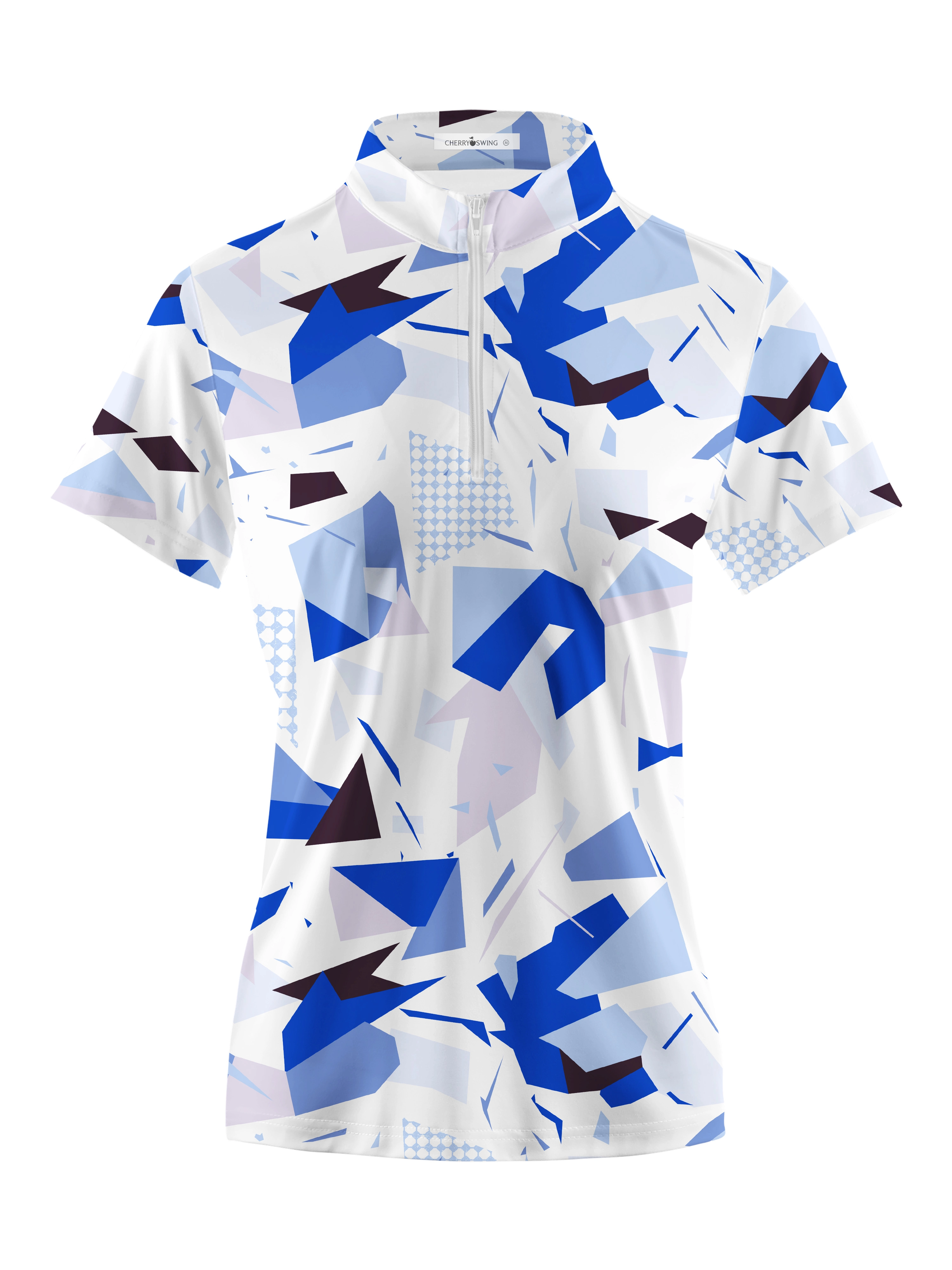 Cherryswing Women's Abstract Art Short Sleeve Polos