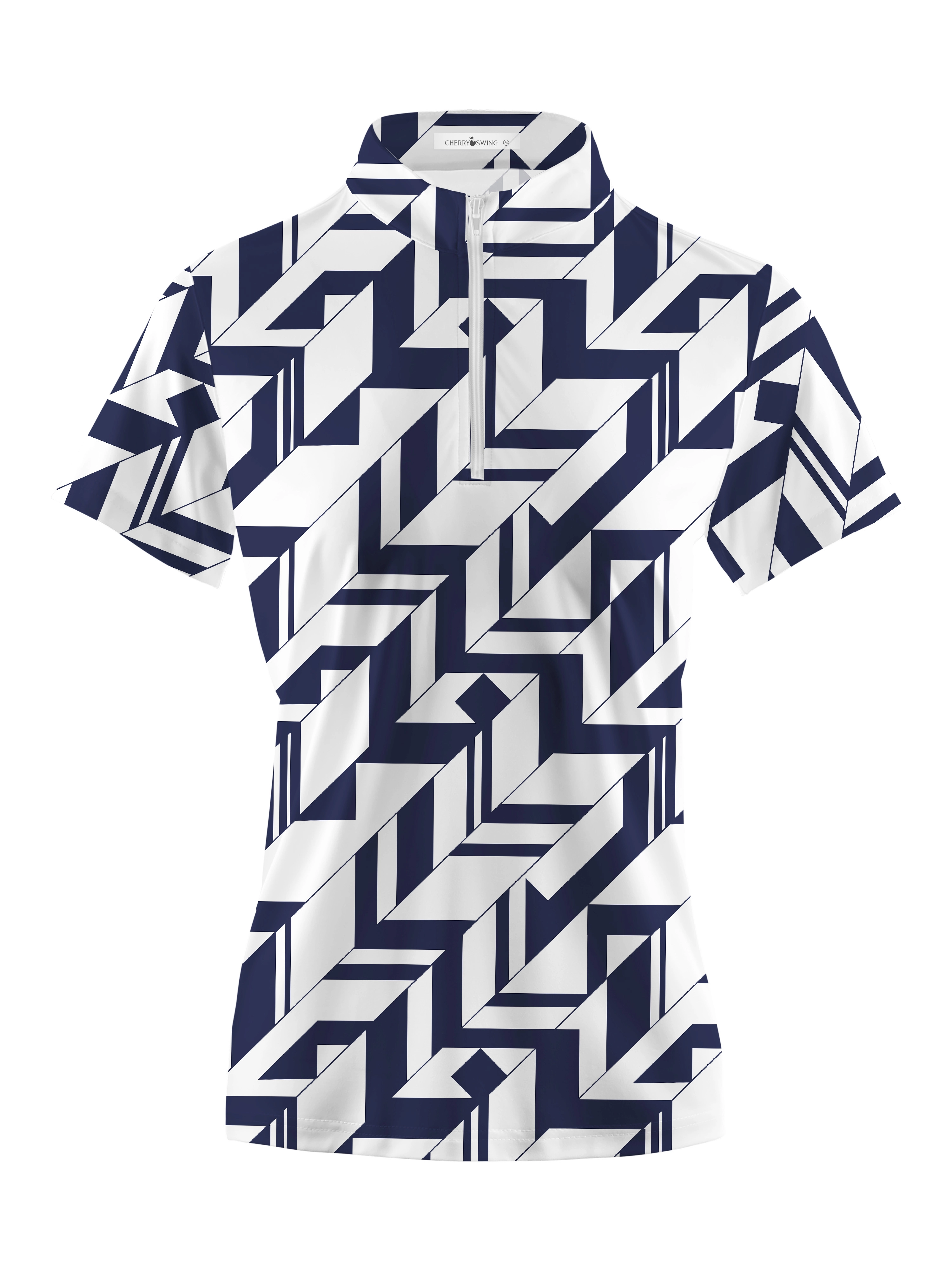 Cherryswing Women's Geometric Art Short Sleeve Polos