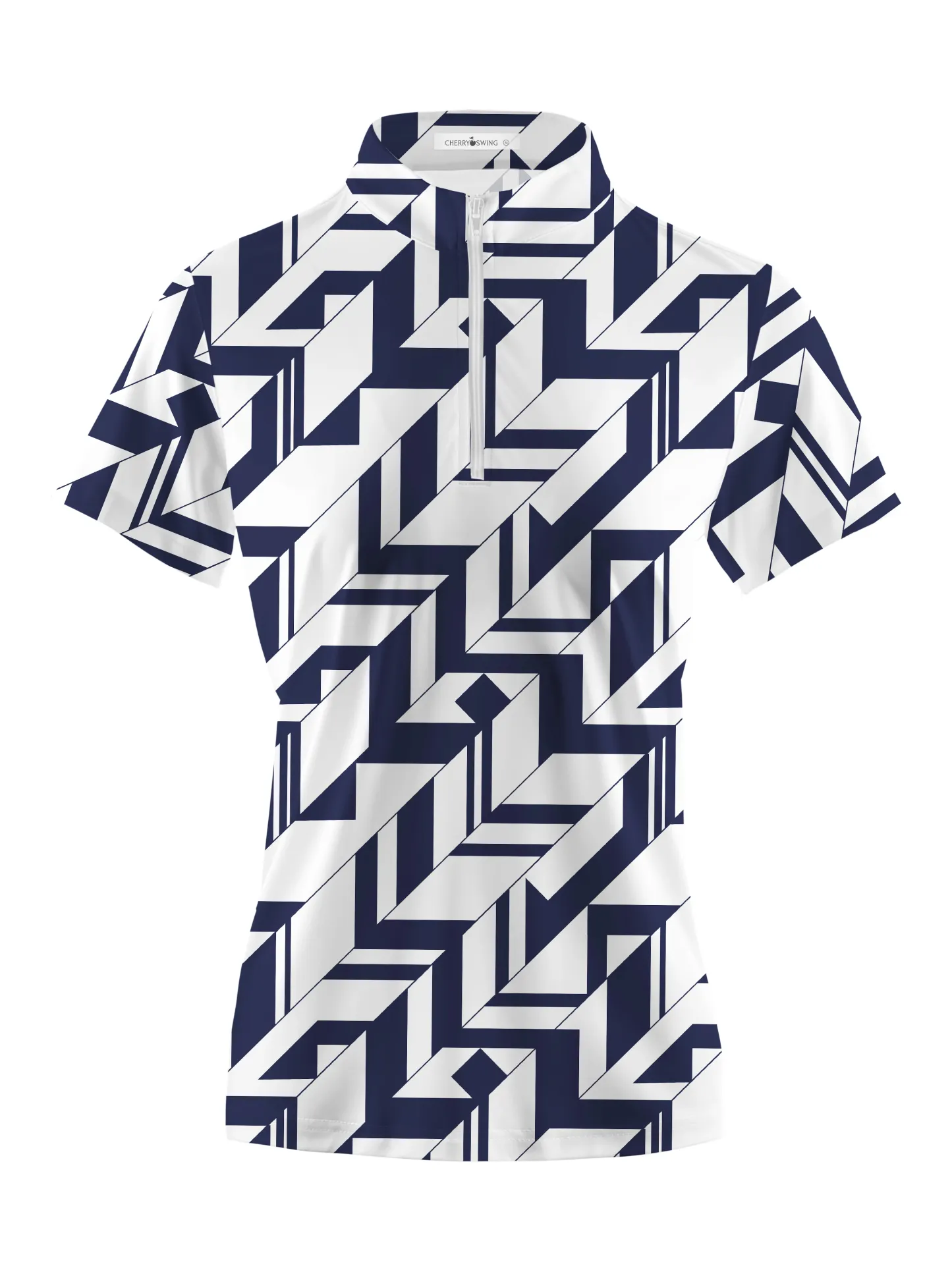 Cherryswing Women's Geometric Art Short Sleeve Polos