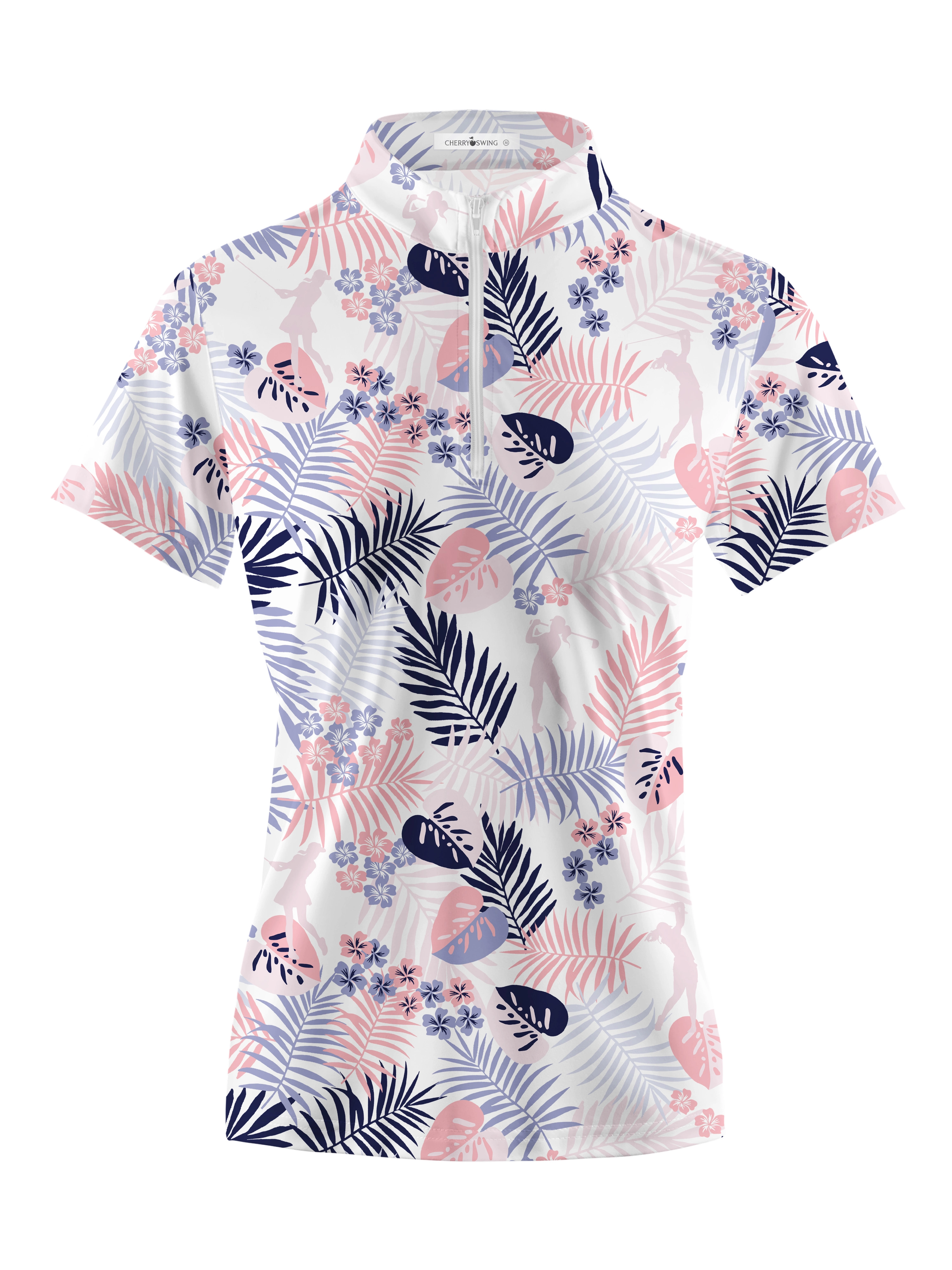Cherryswing Women's Decorative Plants Short Sleeve Polos