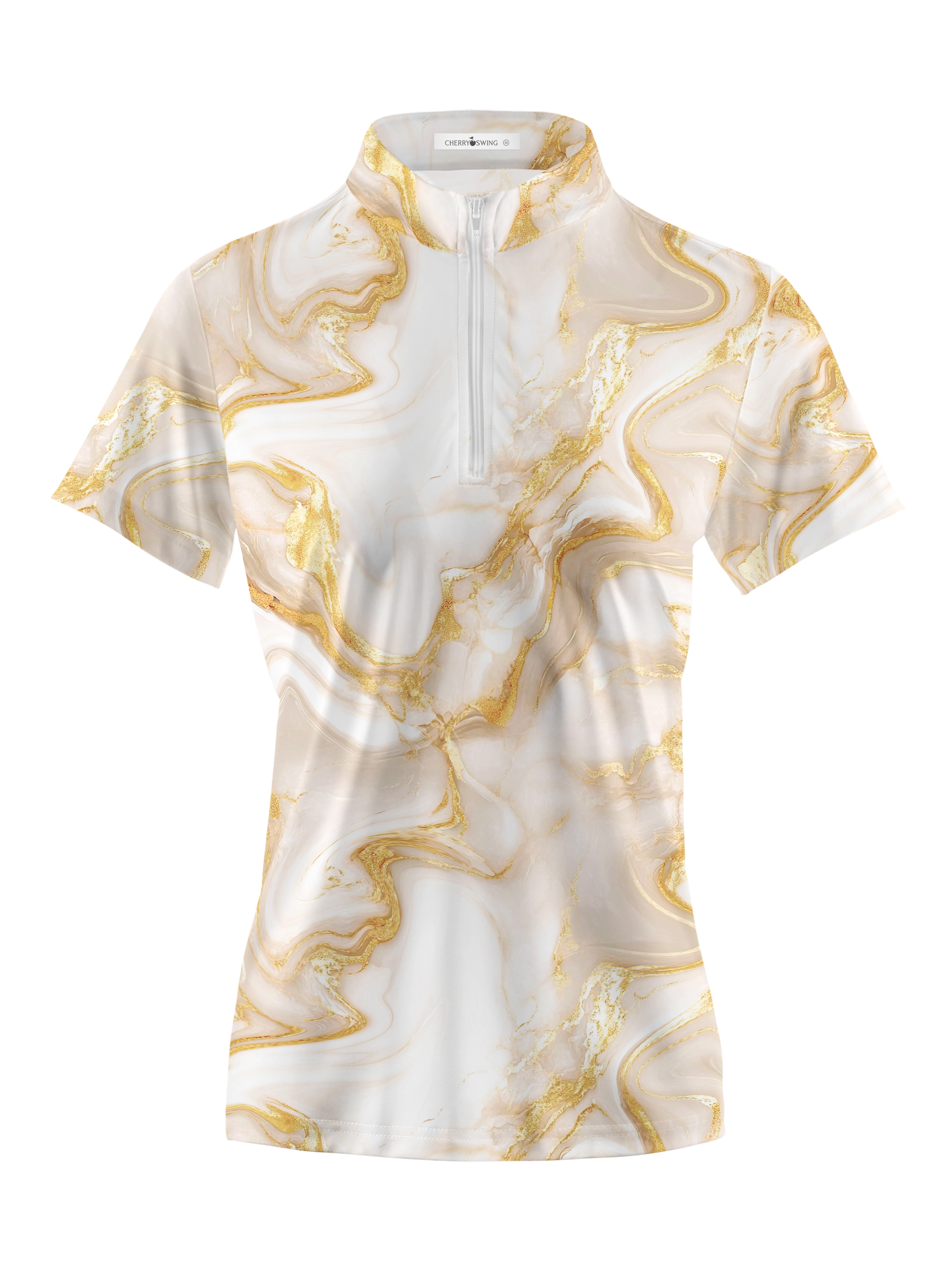 Cherryswing Women's Luxurious Marble Short Sleeve Polos