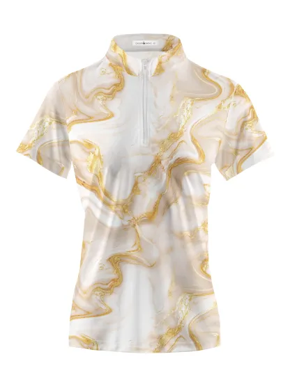 Cherryswing Women's Luxurious Marble Short Sleeve Polos