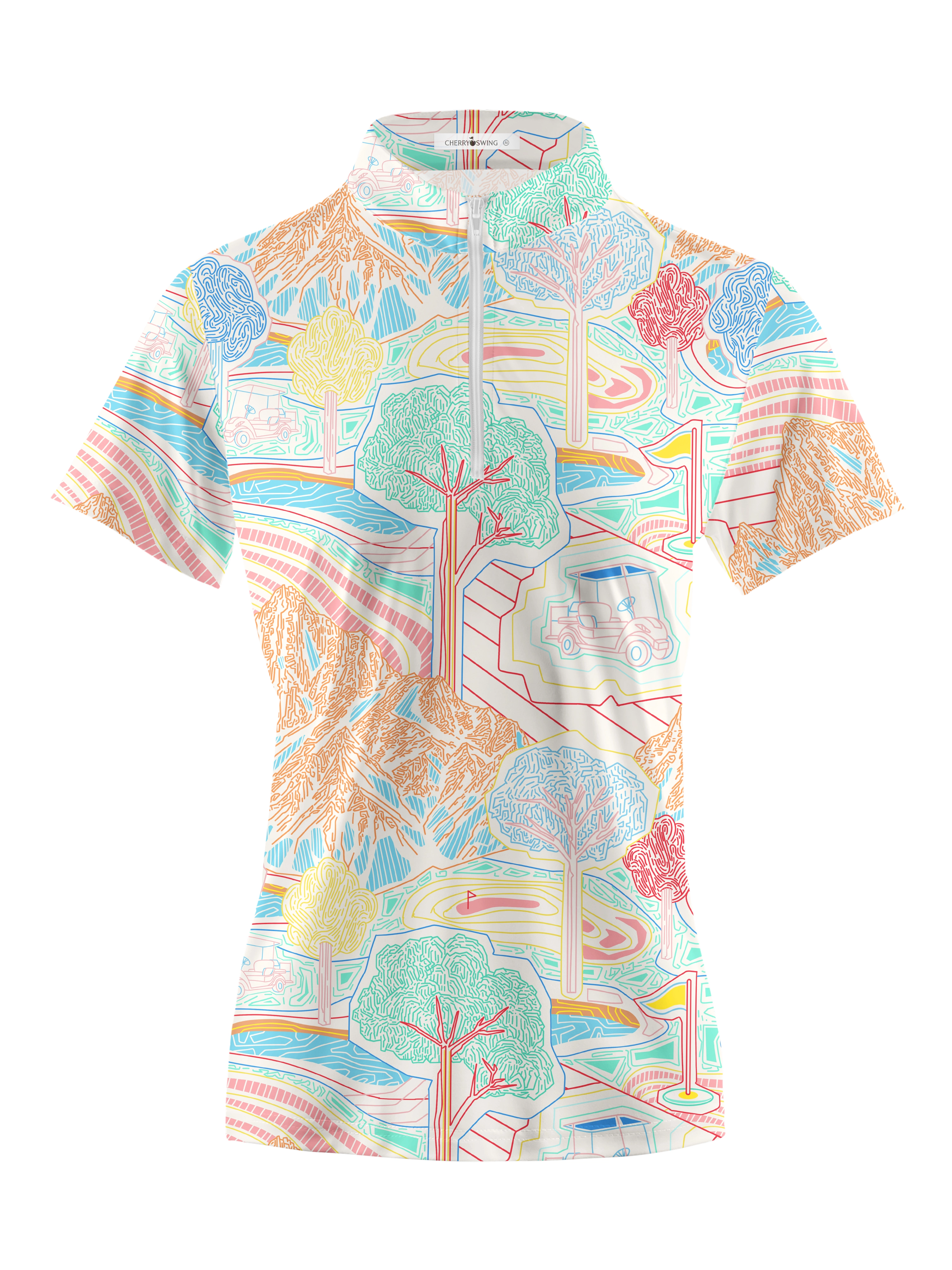 Cherryswing Women's Fantasy Golf Course Golf Short Sleeve Polo Shirt