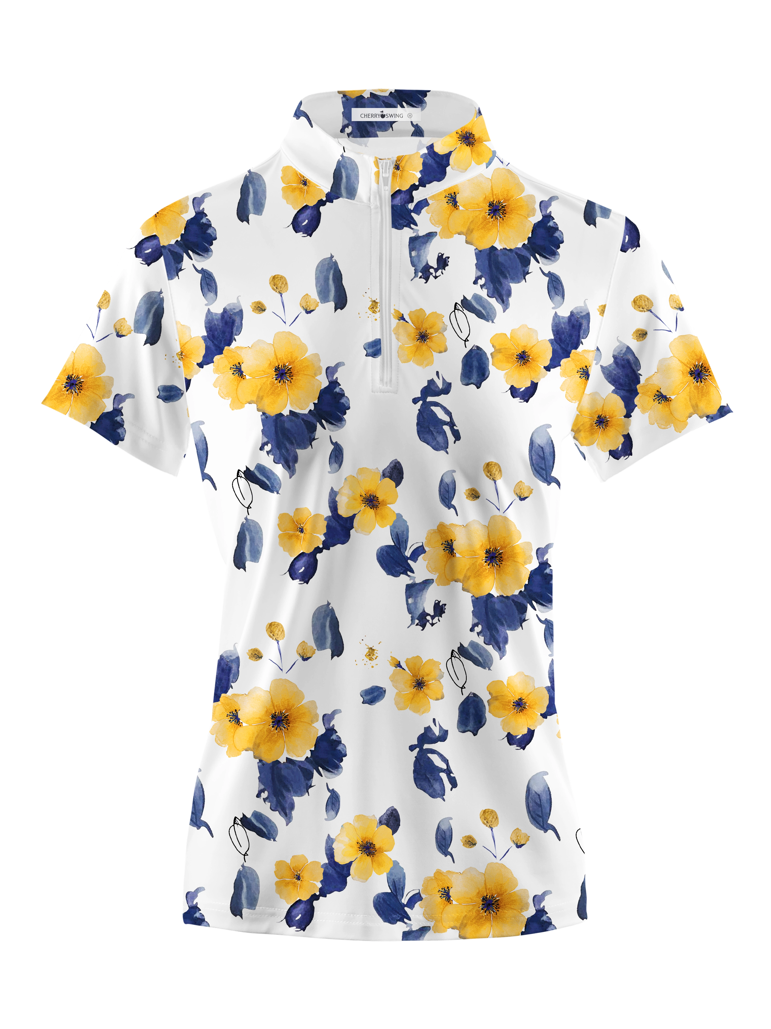 Cherryswing Women's Watercolor Garden Short Sleeve Polos