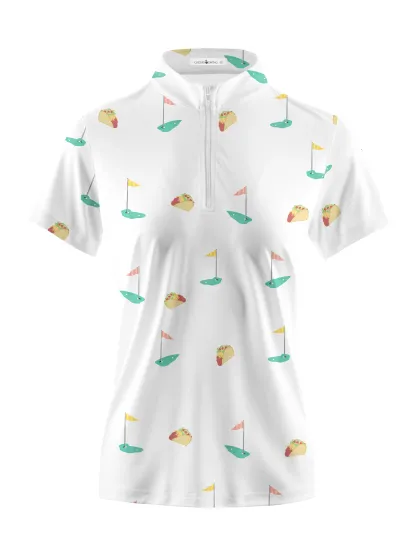 Cherryswing Women's Playful Design Golf Short Sleeve Polo Shirt