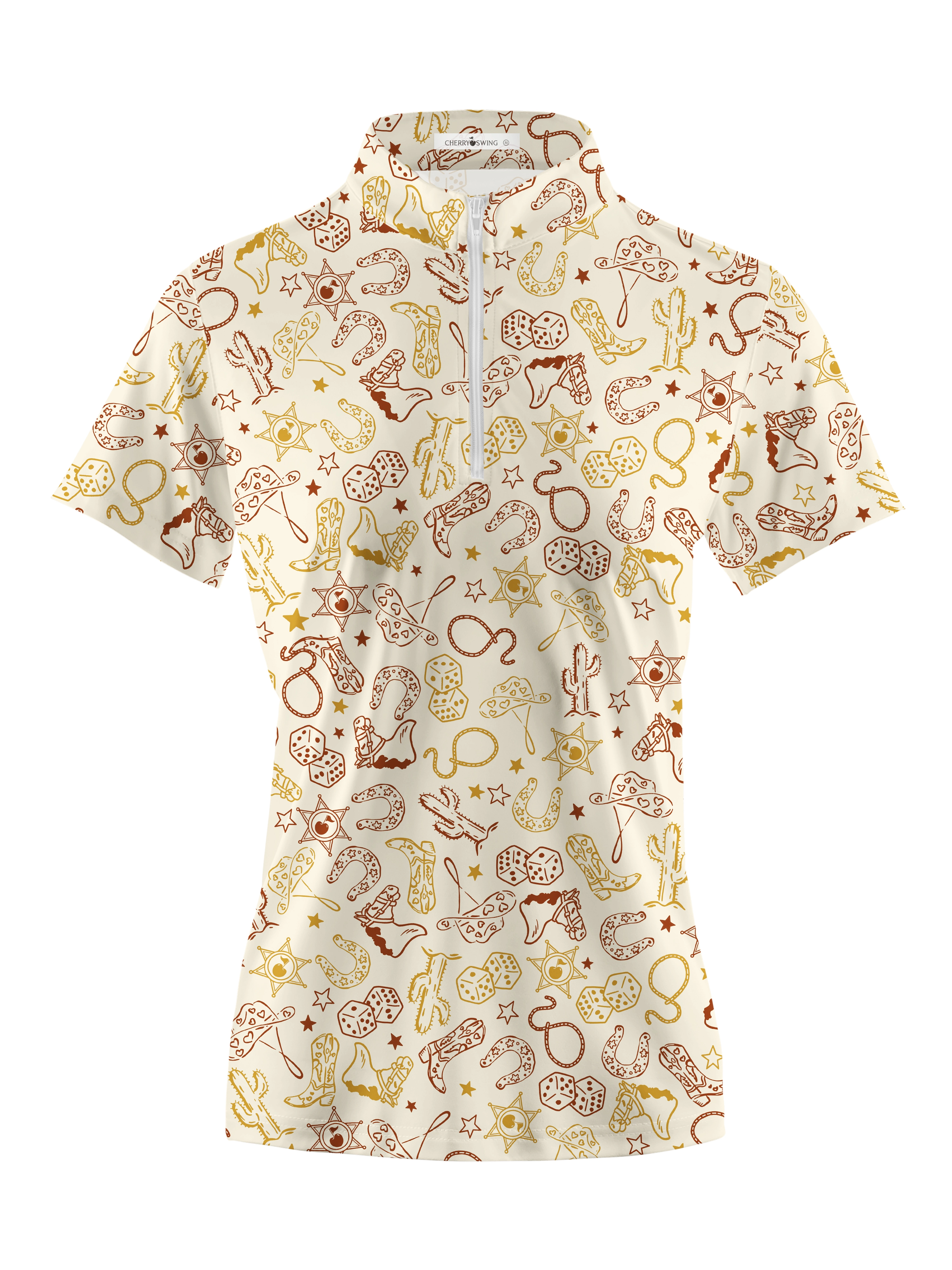 Cherryswing Women's Whimsical World Golf Short Sleeve Polo Shirt