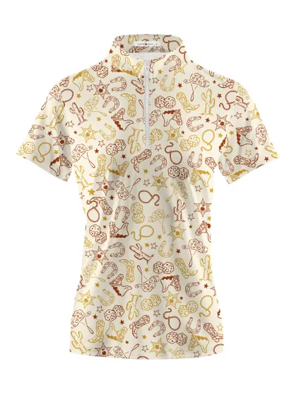 Cherryswing Women's Whimsical World Golf Short Sleeve Polo Shirt