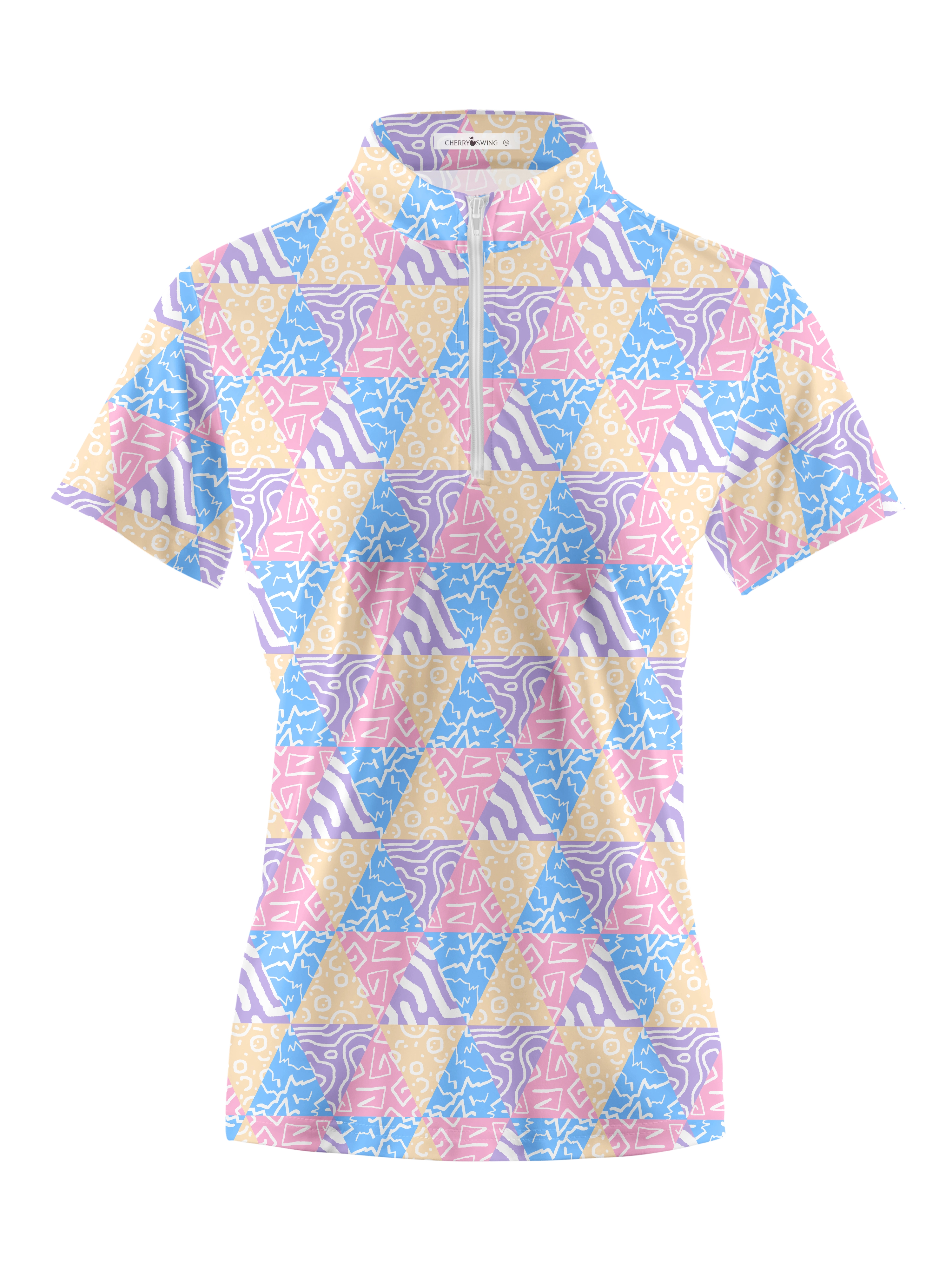 Cherryswing Women's Vibrant Patchwork  Golf Short Sleeve Polo Shirt