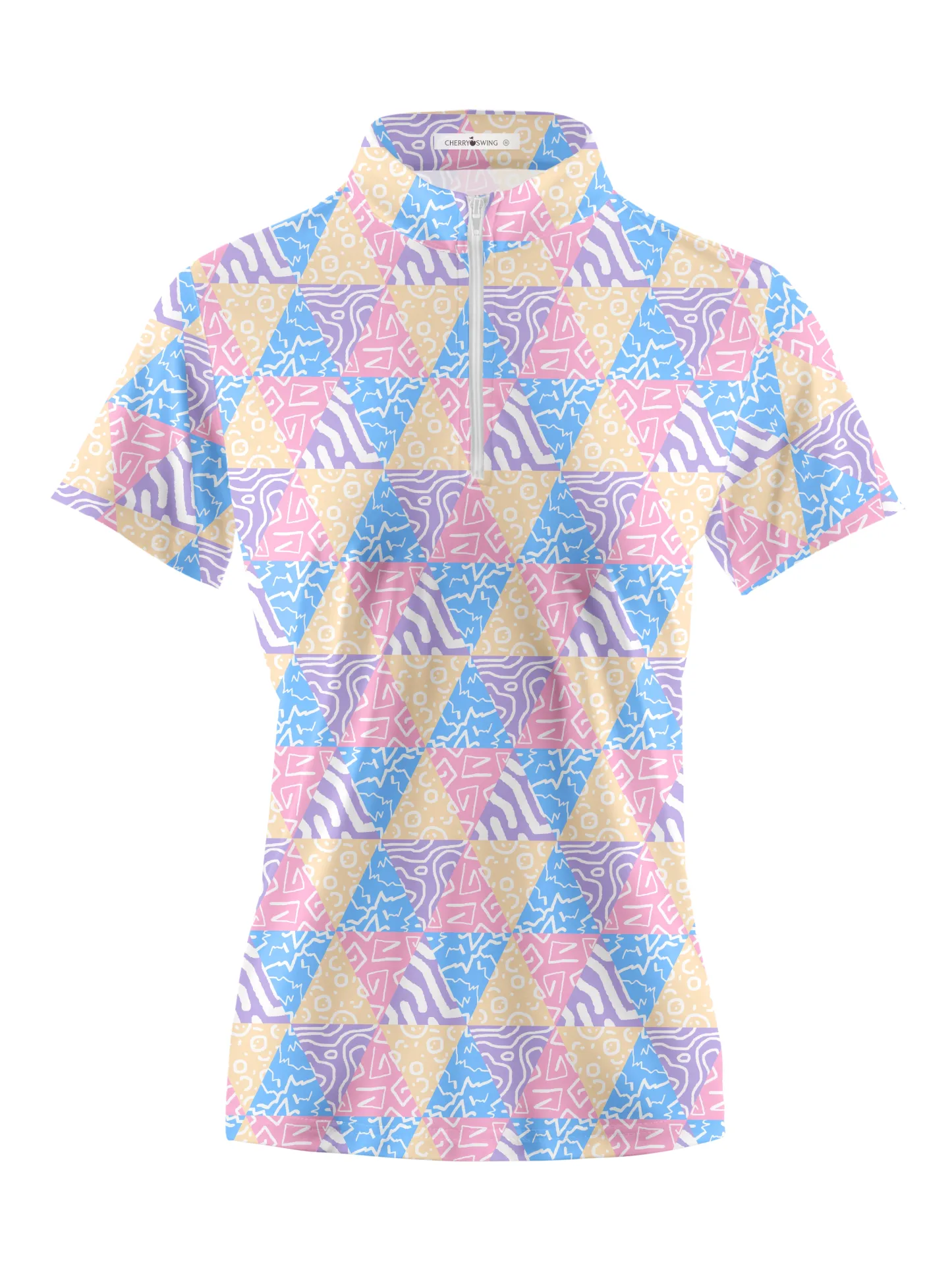 Cherryswing Women's Vibrant Patchwork  Golf Short Sleeve Polo Shirt