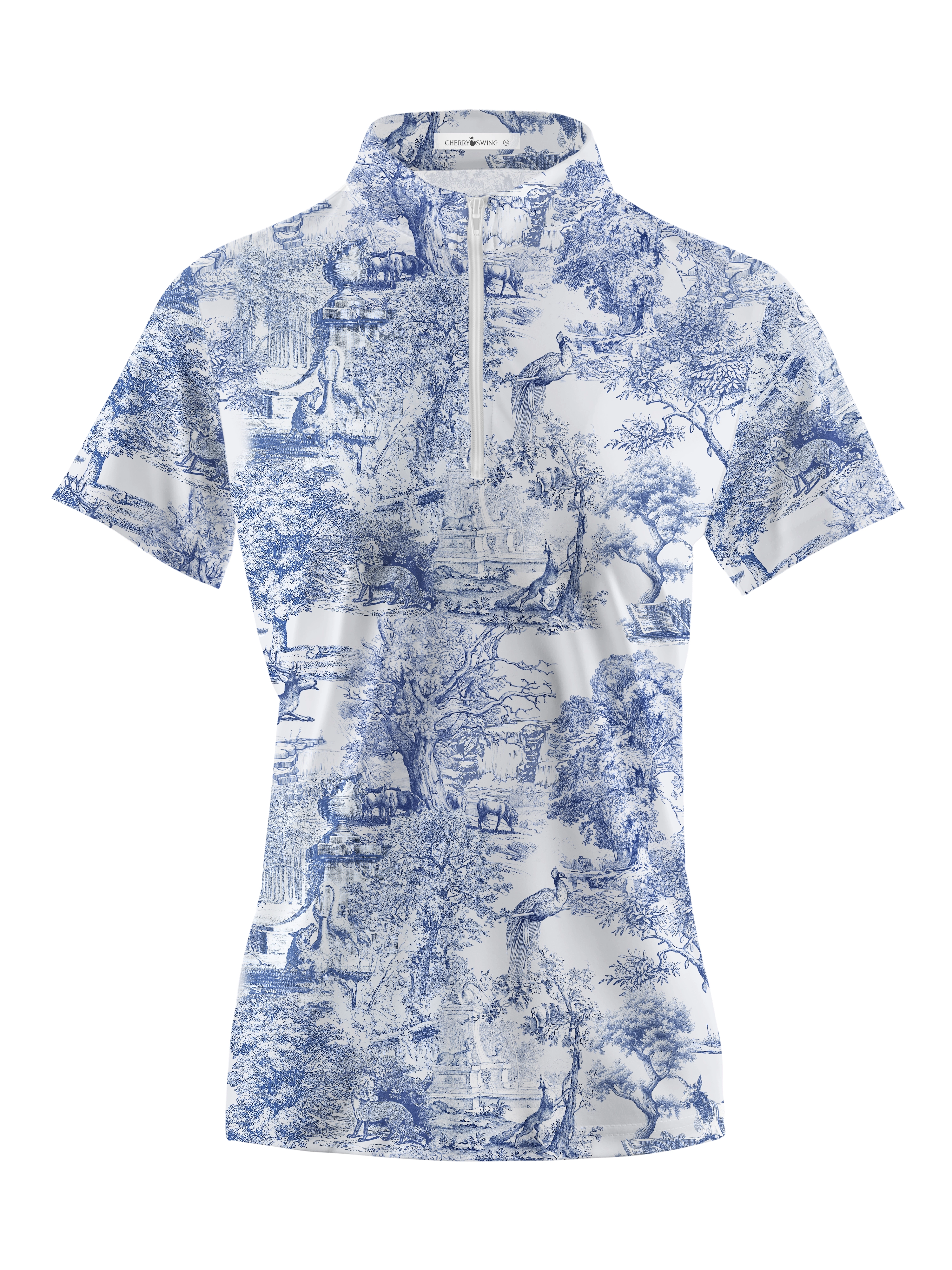 Cherryswing Women's Landscape Painting Golf Short Sleeve Polo Shirt