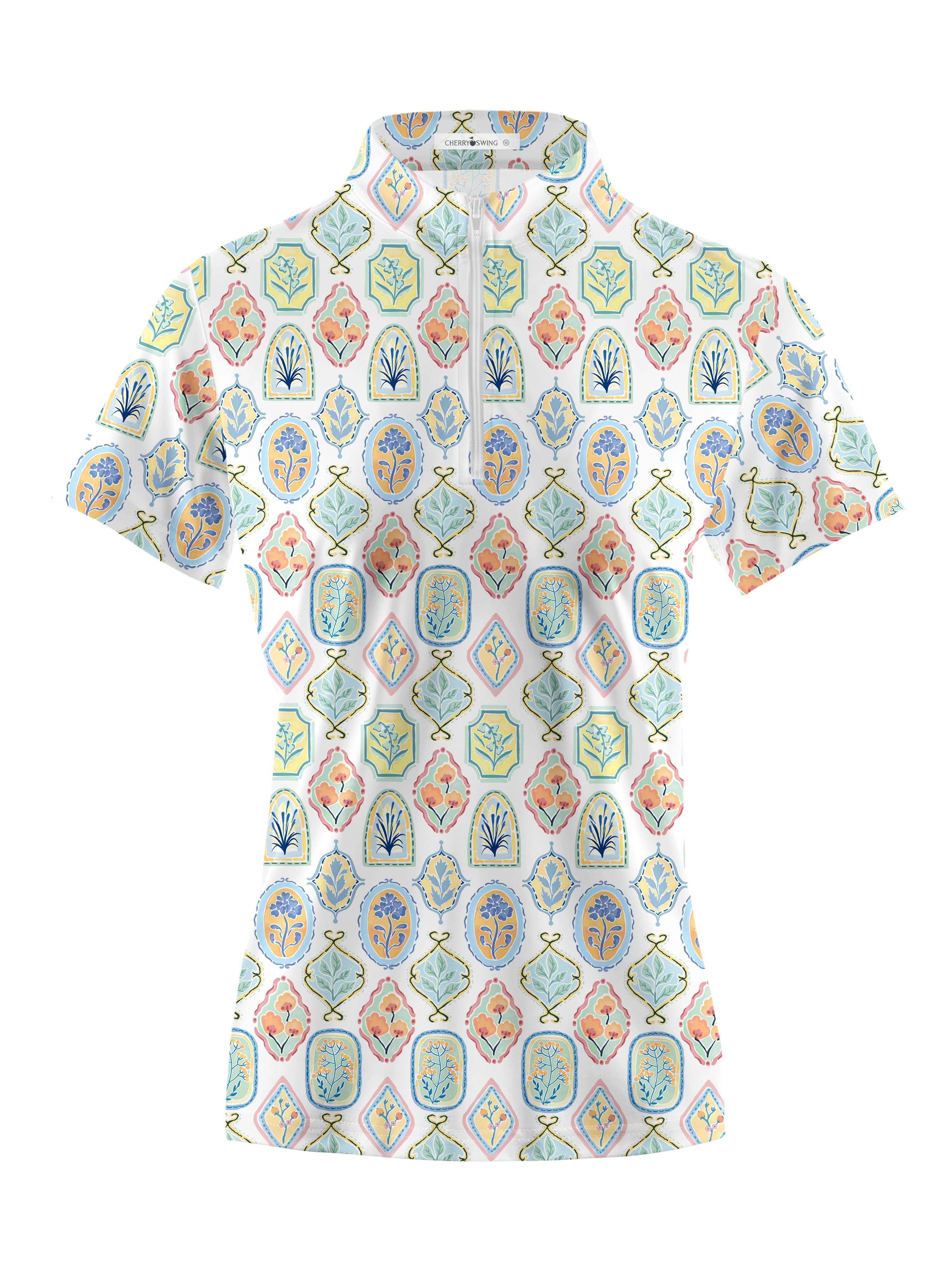 Cherryswing Women's Garden's Diverse Beauty Golf Short Sleeve Polo Shirt