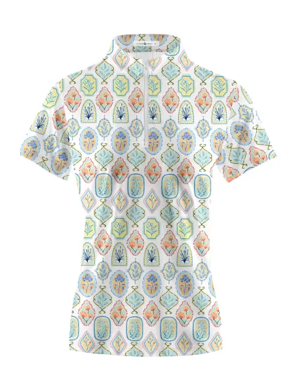 Cherryswing Women's Garden's Diverse Beauty Golf Short Sleeve Polo Shirt