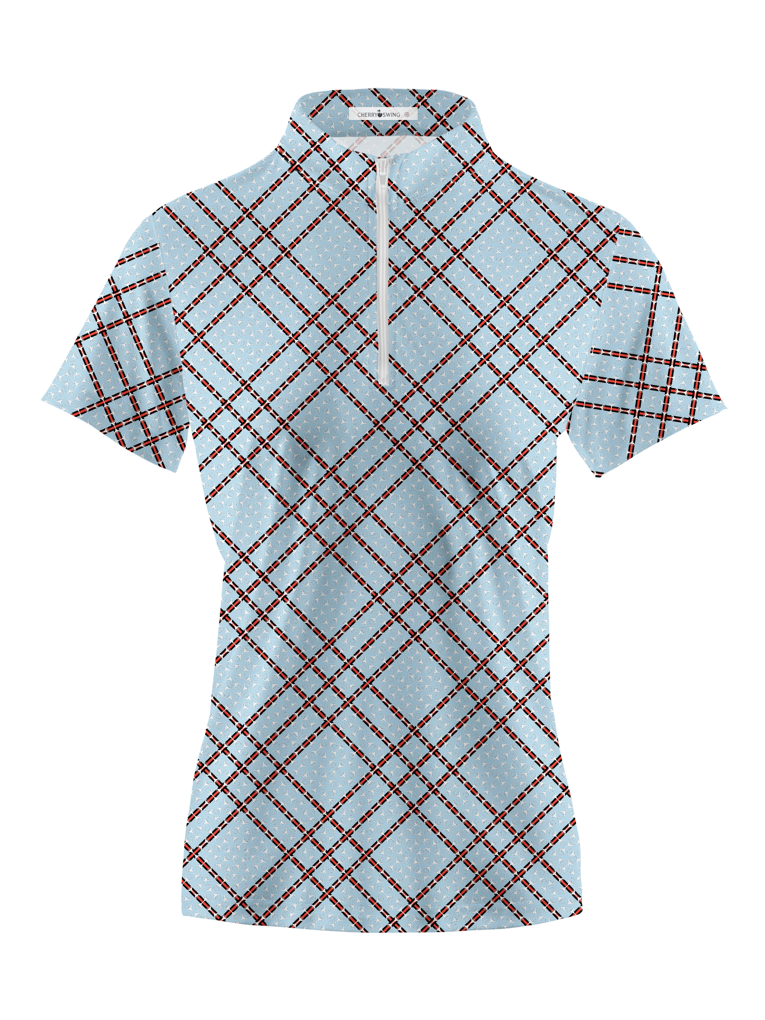Cherryswing Women's Cassic Scottish Tartan Golf Short Sleeve Polo Shirt