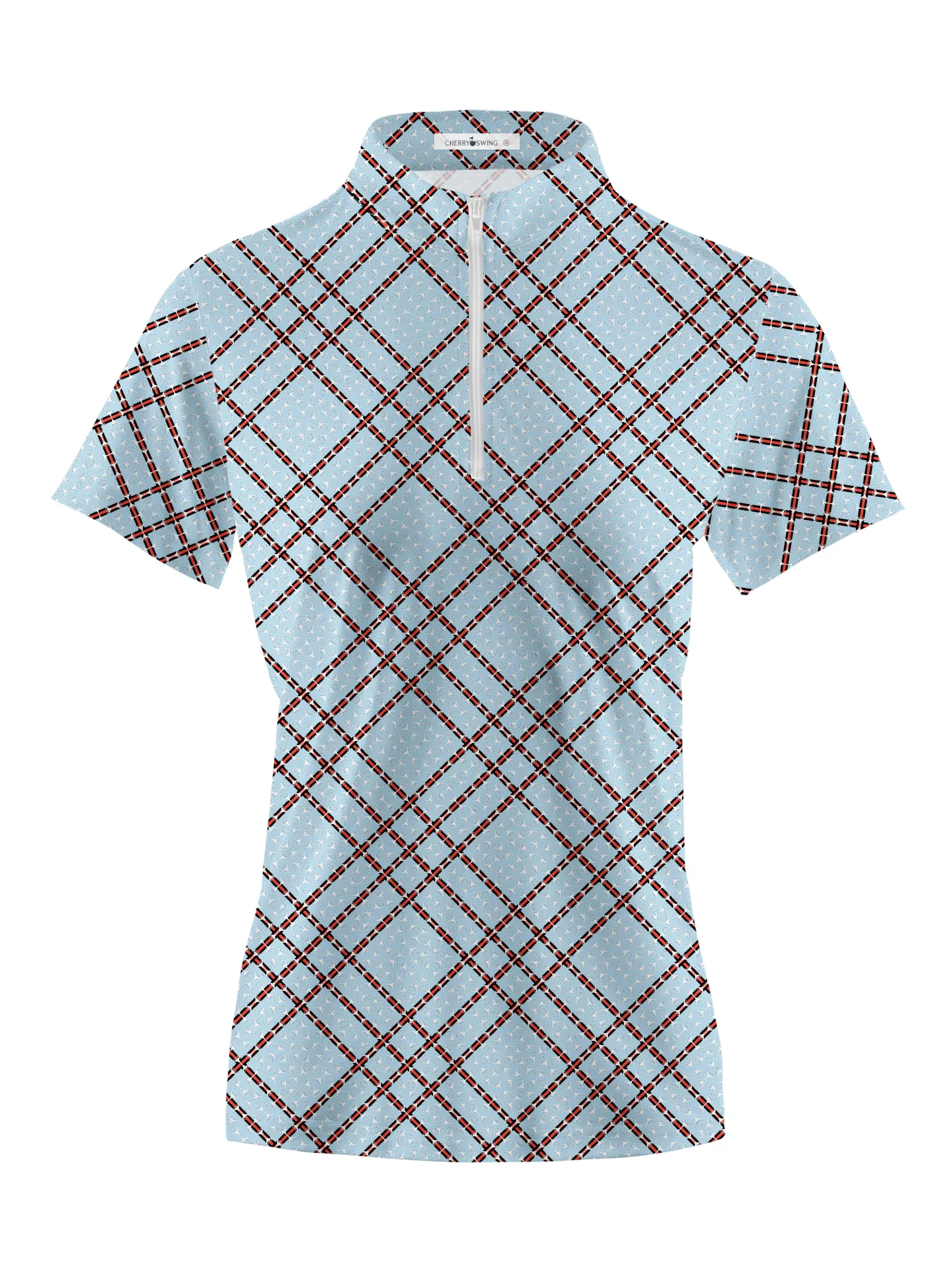 Cherryswing Women's Cassic Scottish Tartan Golf Short Sleeve Polo Shirt