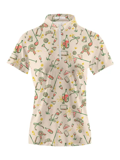 Cherryswing Women's Summer Picnic Golf Short Sleeve Polo Shirt