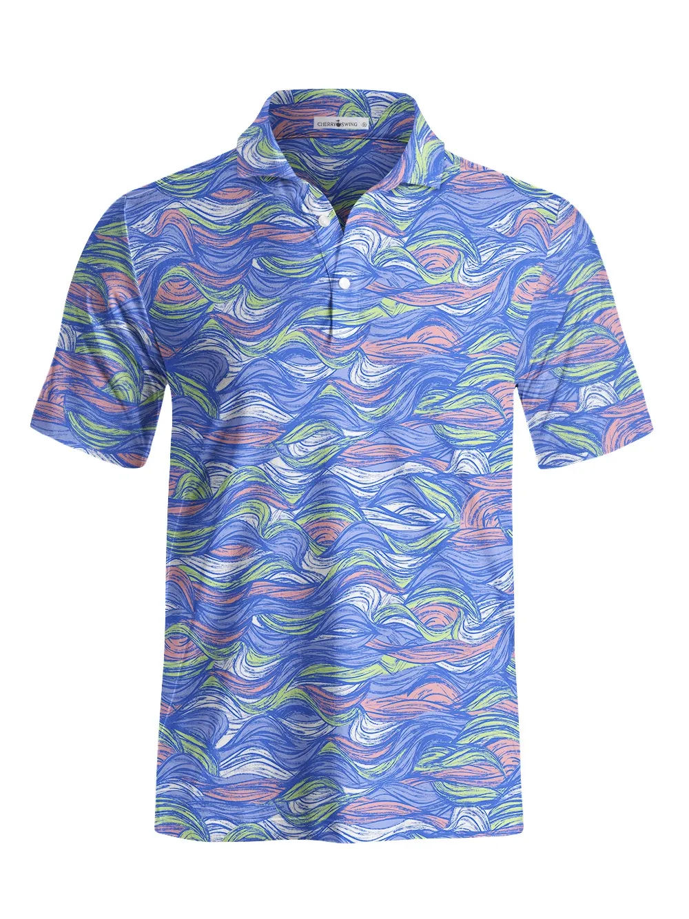 Cherryswing Men's Colored Waves Summer Polo Shirt