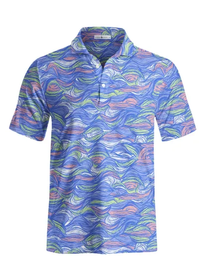 Cherryswing Men's Colored Waves Summer Polo Shirt