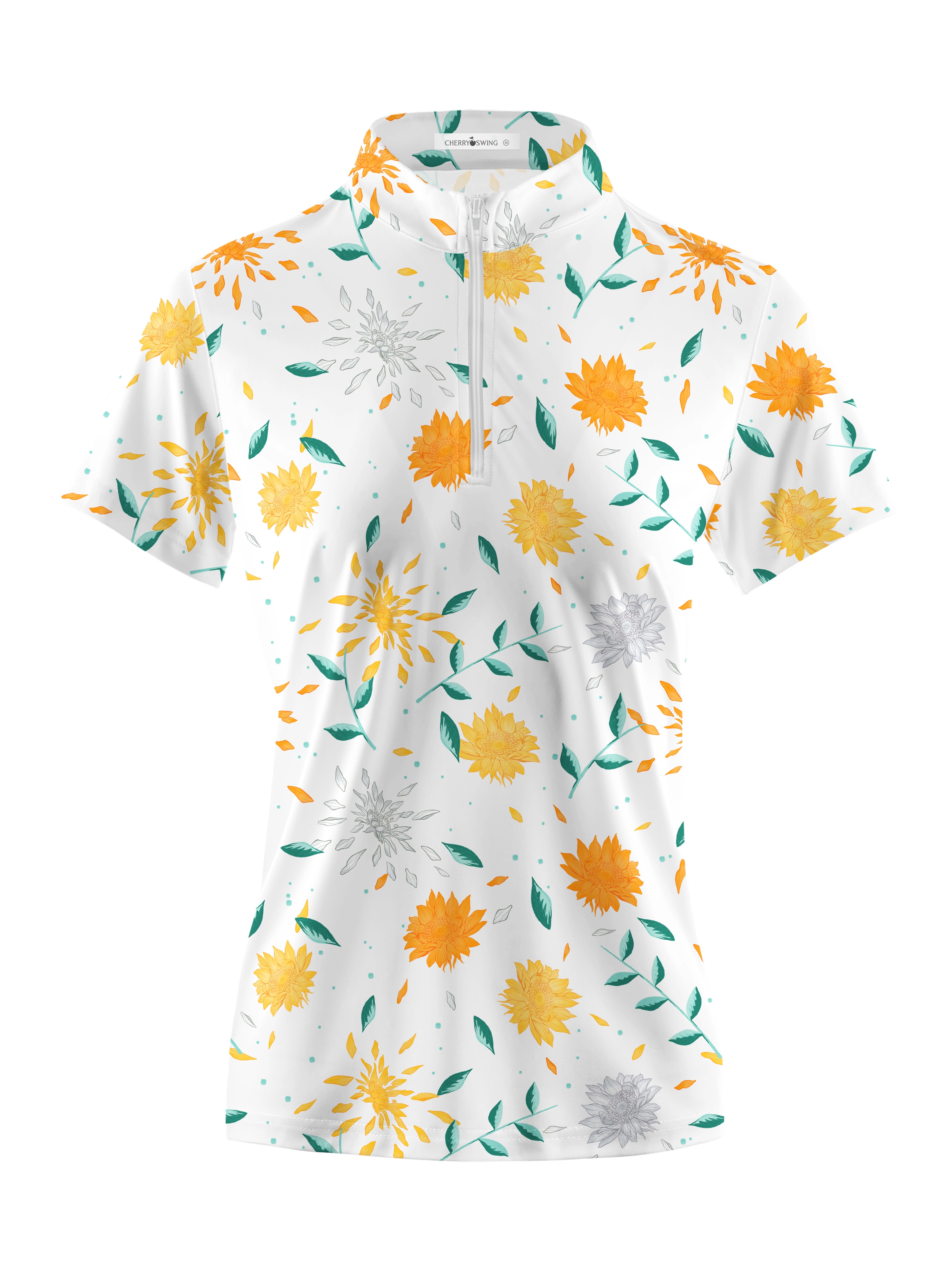 Cherryswing Women's Sunflower  Golf Short Sleeve Polo Shirt