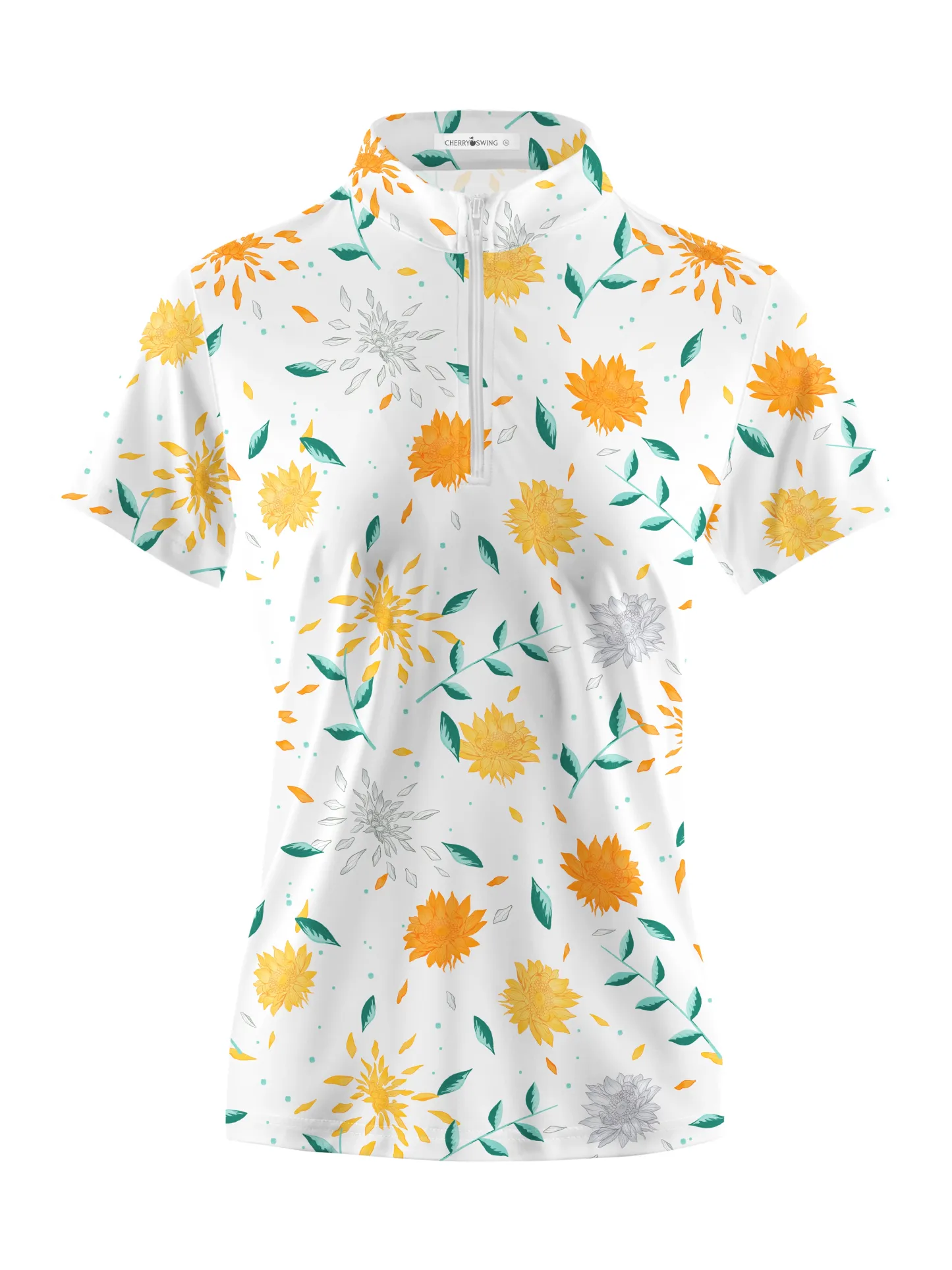 Cherryswing Women's Sunflower  Golf Short Sleeve Polo Shirt