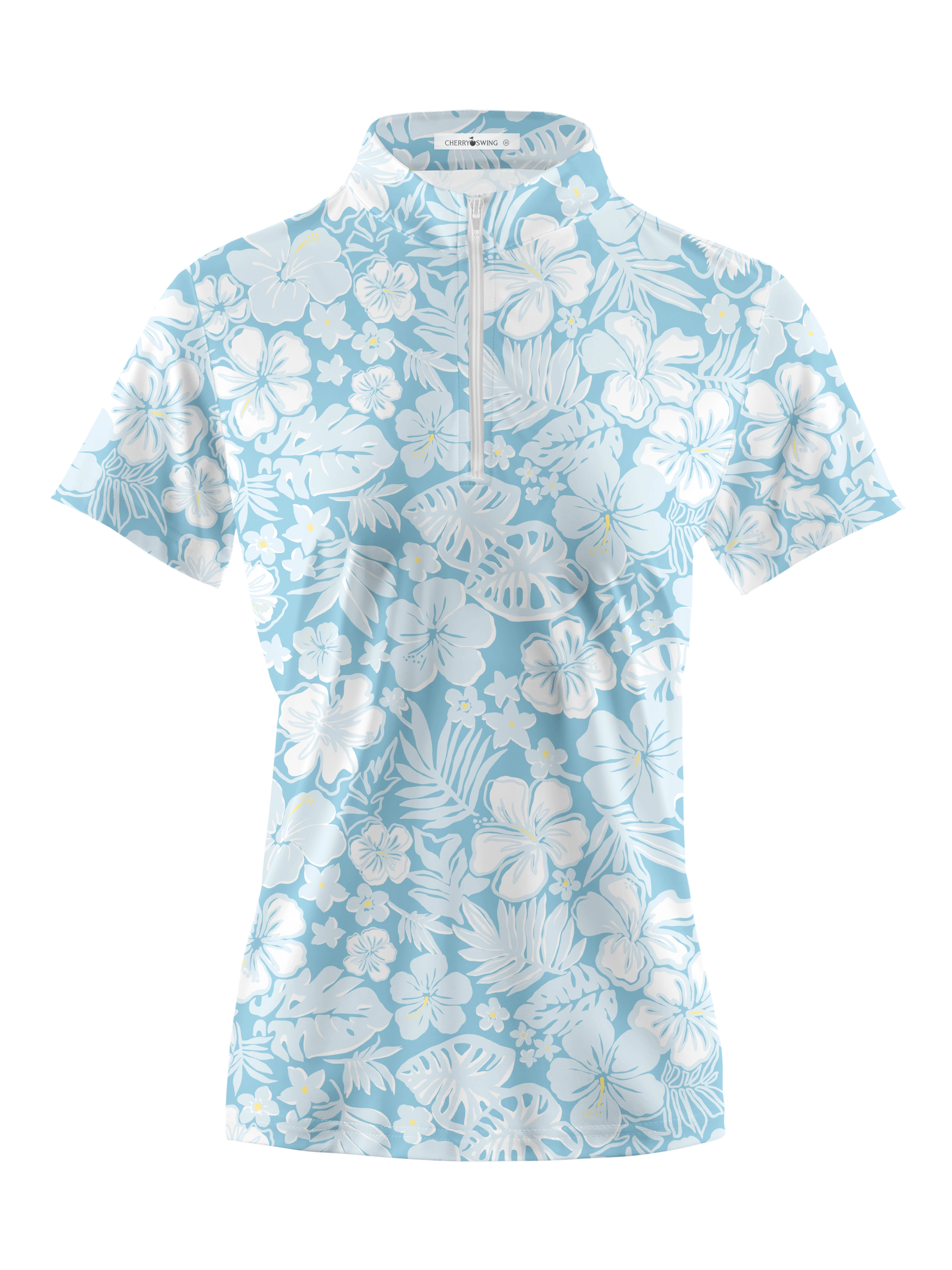 Cherryswing Women's Floral Pattern Short Sleeve Polo Shirt