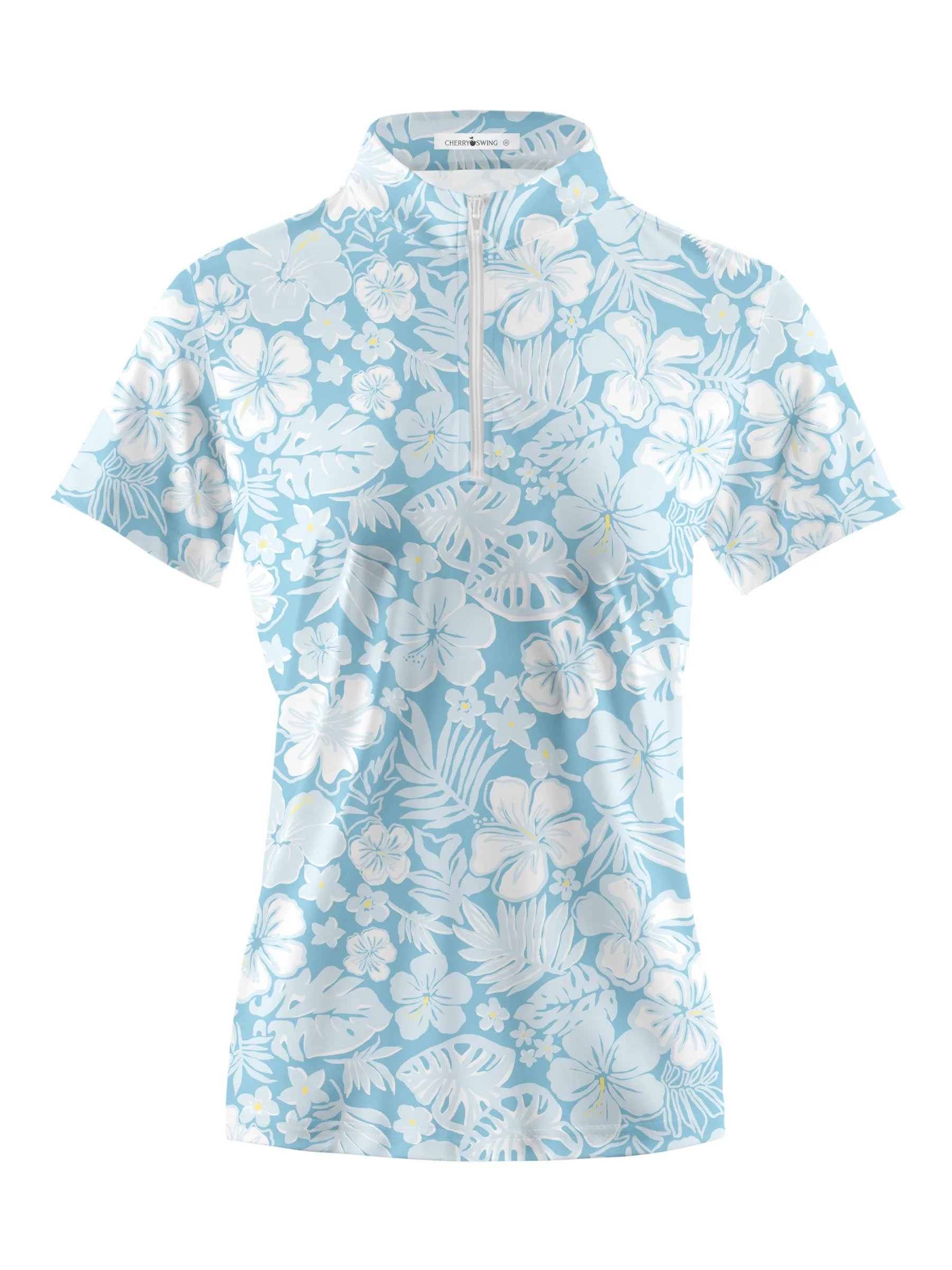 Cherryswing Women's Floral Pattern Short Sleeve Polo Shirt