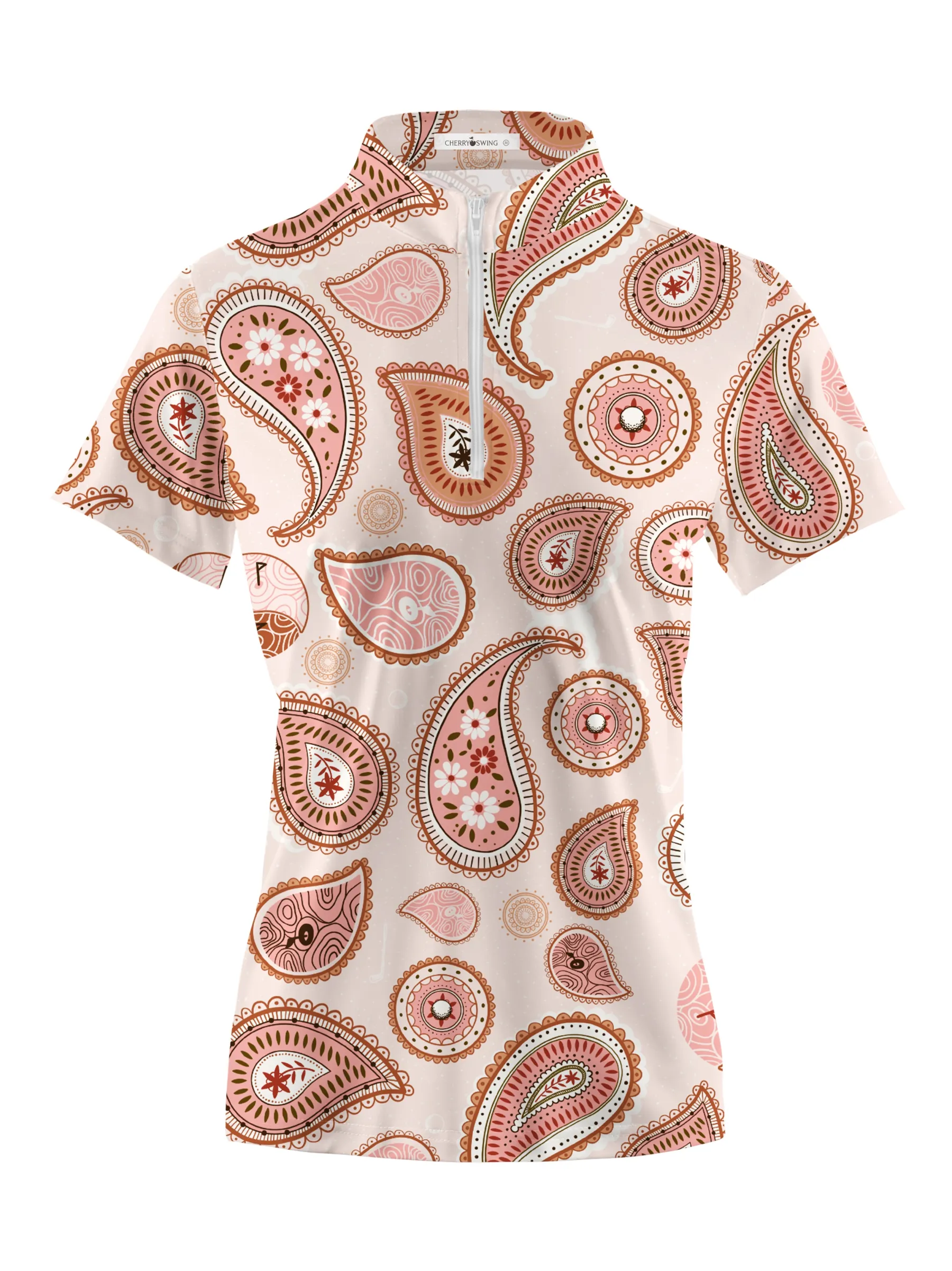 Cherryswing Women's Paisley Pattern Short Sleeve Polo Shirt