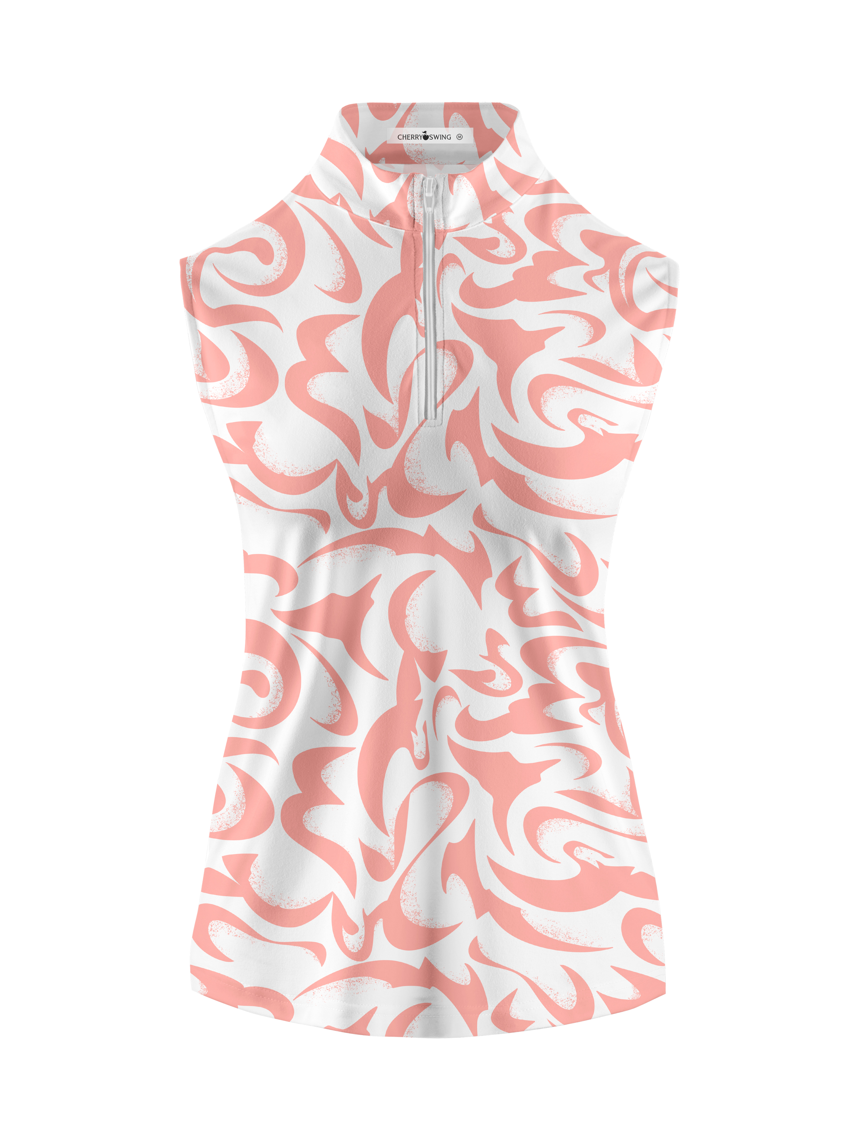 Cherryswing Women's Coral Bloom Abstract Golf Polo Sleeveless Shirt