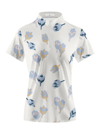 Cherryswing Women's Springtime Tulips Short Sleeve Polo Shirt