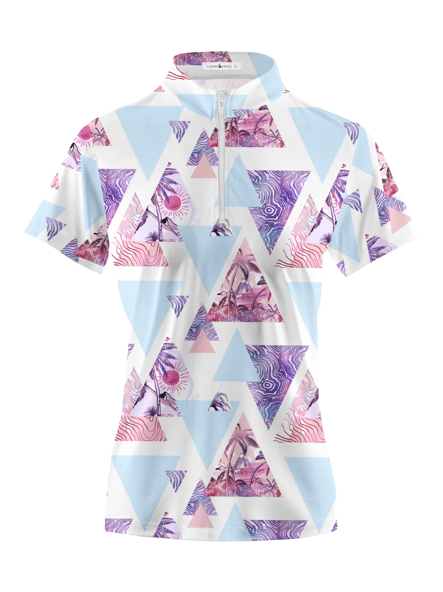 Cherryswing Women's Sunset Hawaii Short Sleeve Polo Shirt