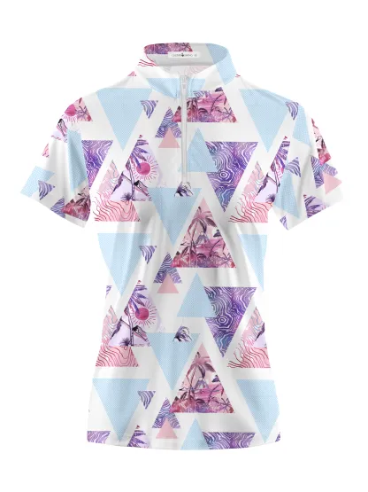 Cherryswing Women's Sunset Hawaii Short Sleeve Polo Shirt