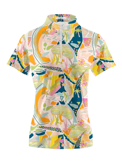 Cherryswing Women's Vivid Pattern Short Sleeve Golf Shirt