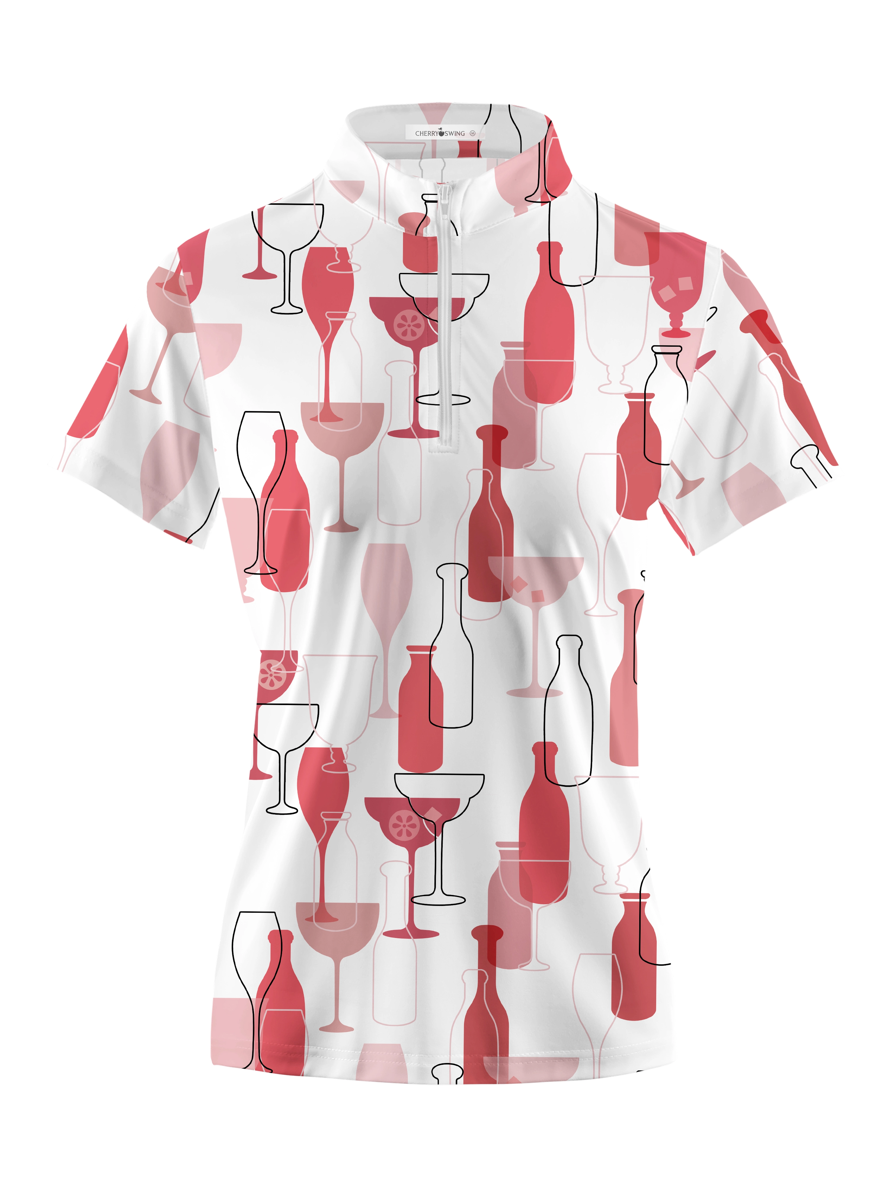 Cherryswing Women's Wine Time Short Sleeve Polo Shirt