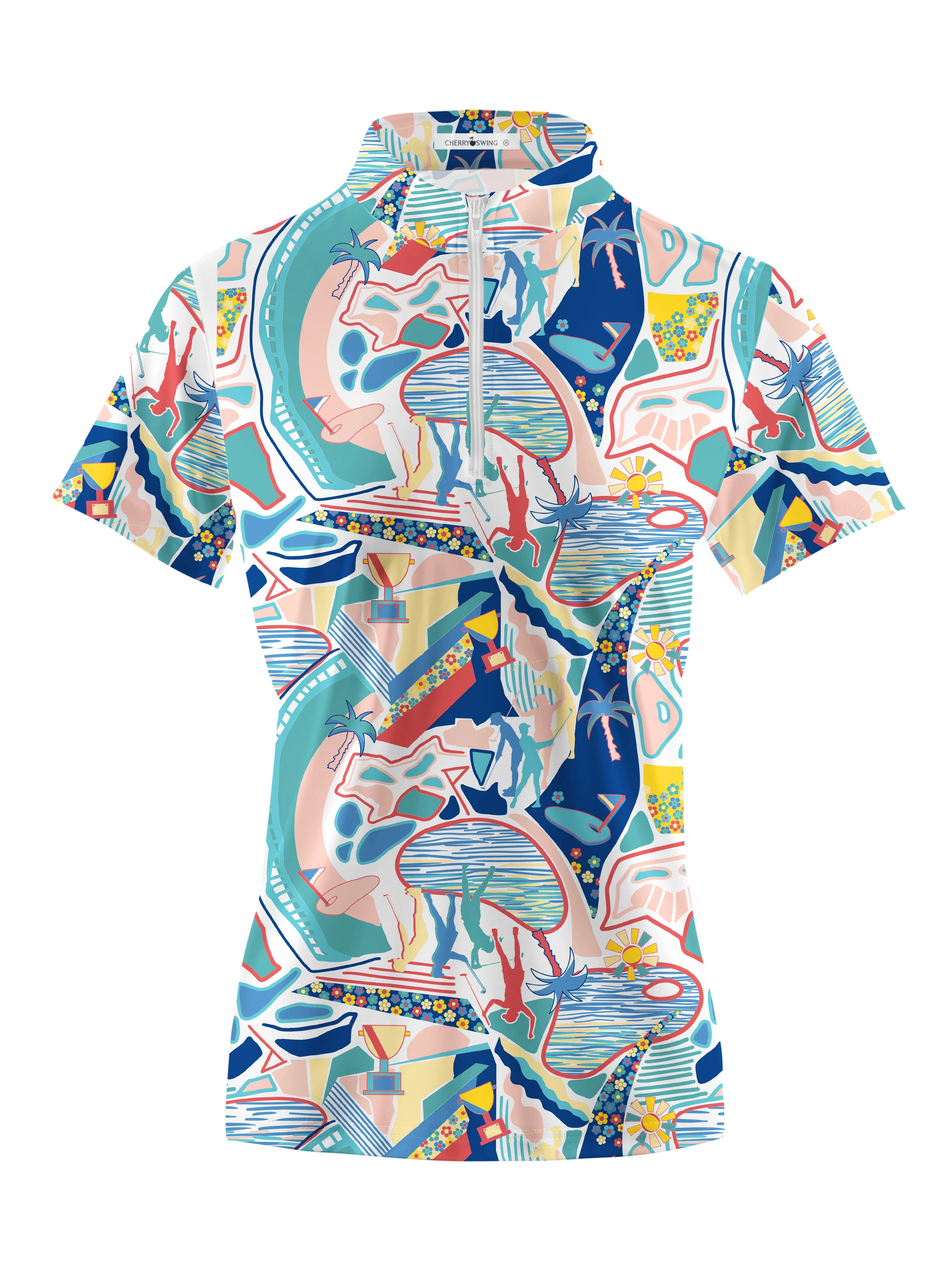 Cherryswing Women's Vivid Pattern Short Sleeve Golf Shirt