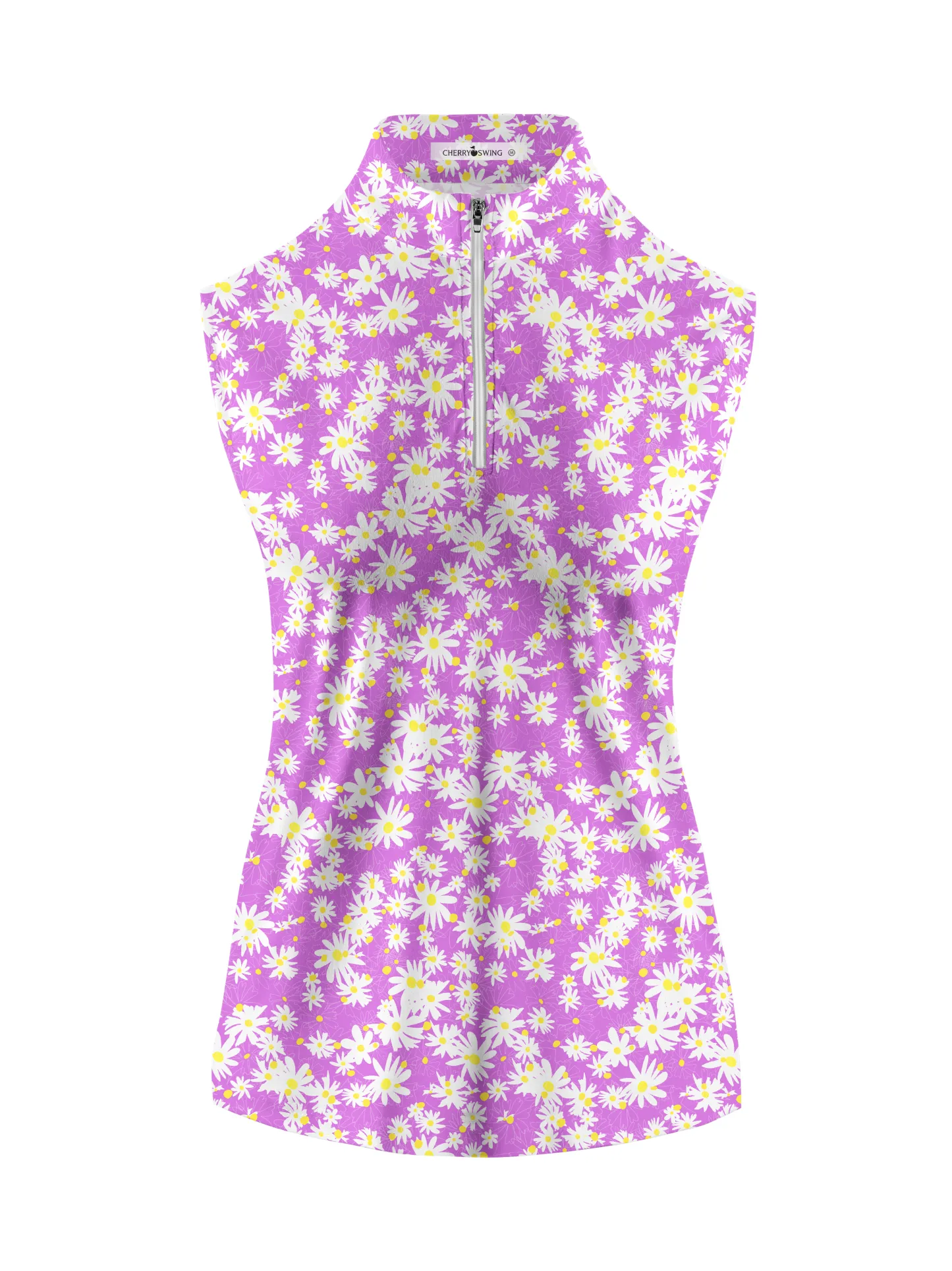 [Copy]Cherryswing Women's Daisy Print Print Sleeveless Golf Polo Shirt