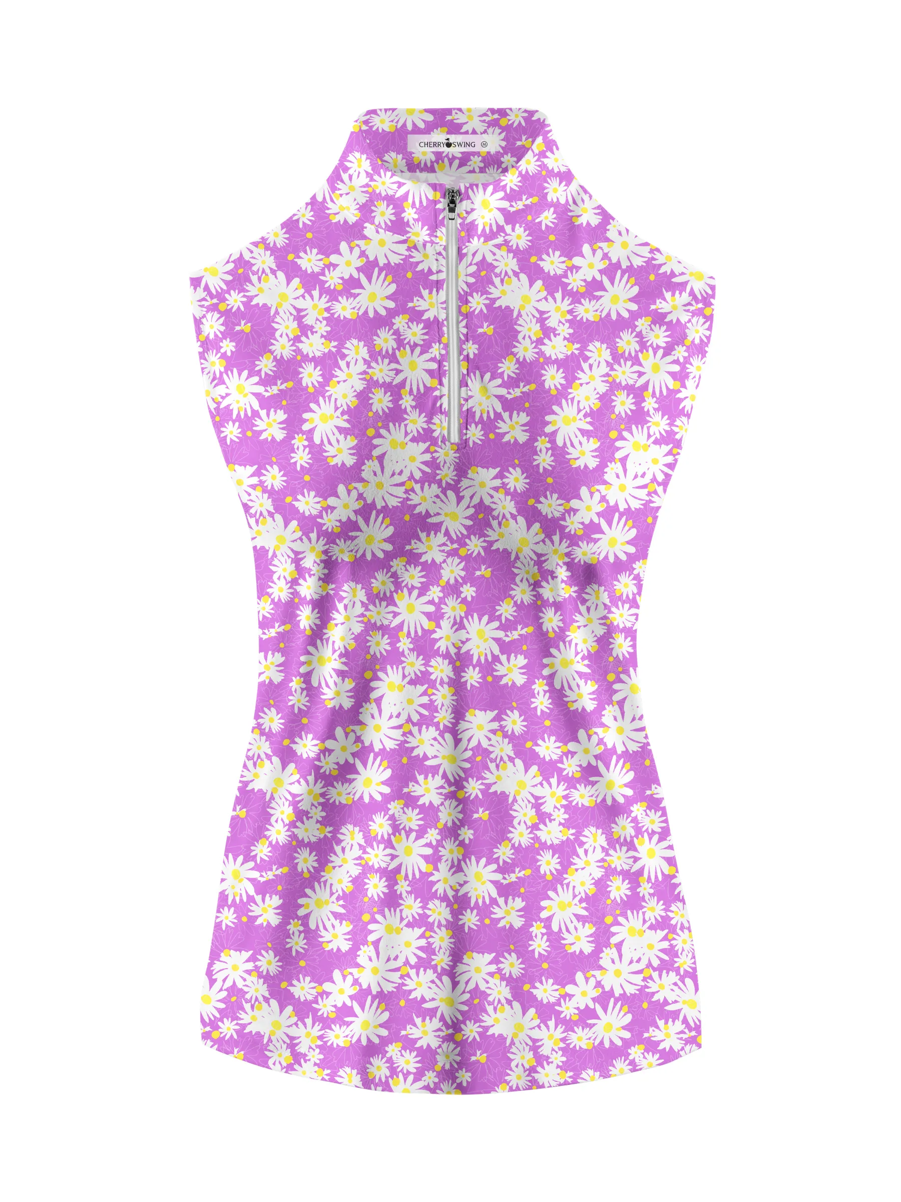 [Copy]Cherryswing Women's Daisy Print Print Sleeveless Golf Polo Shirt