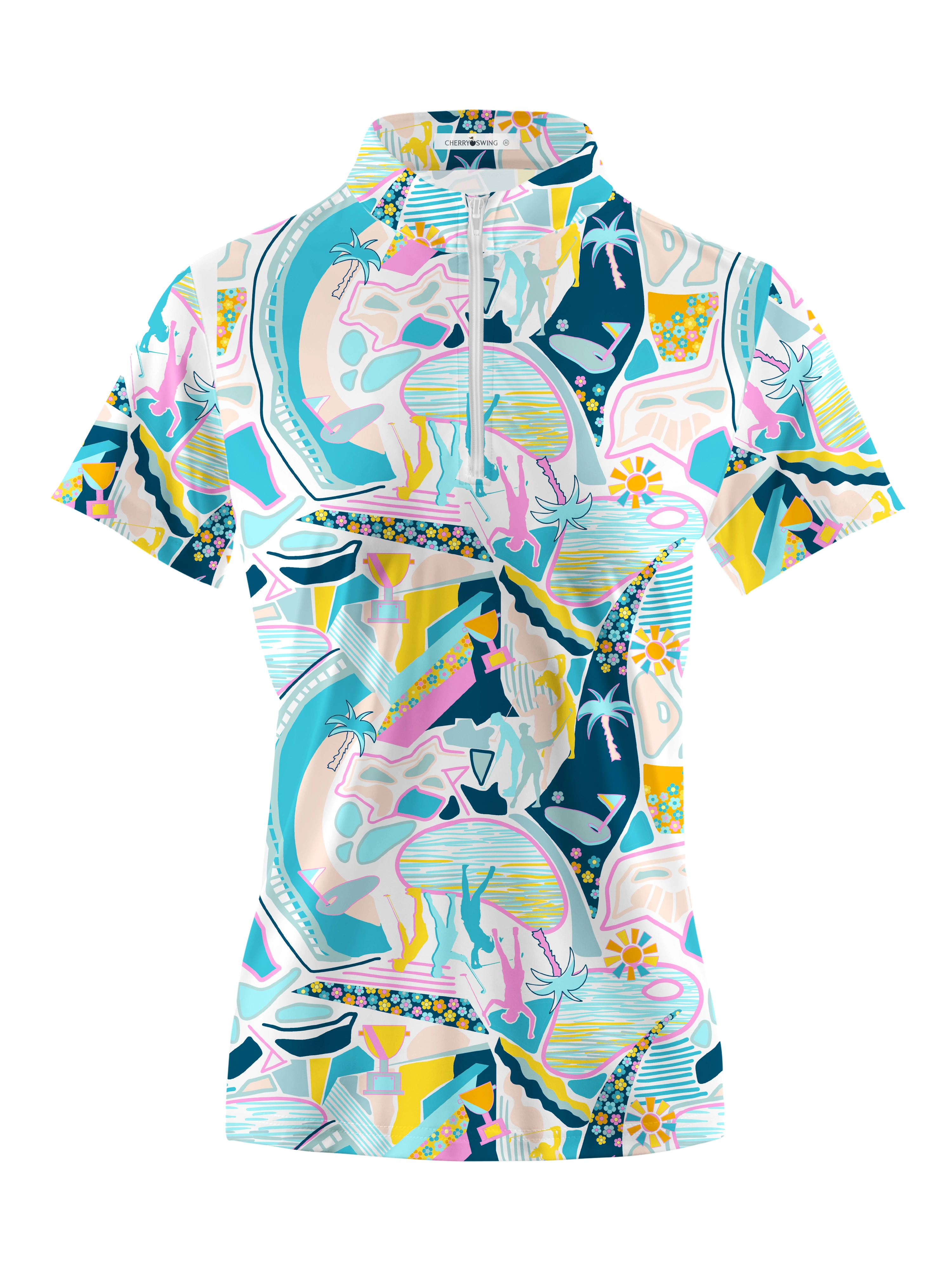 Cherryswing Women's Vivid Pattern Short Sleeve Golf Shirt