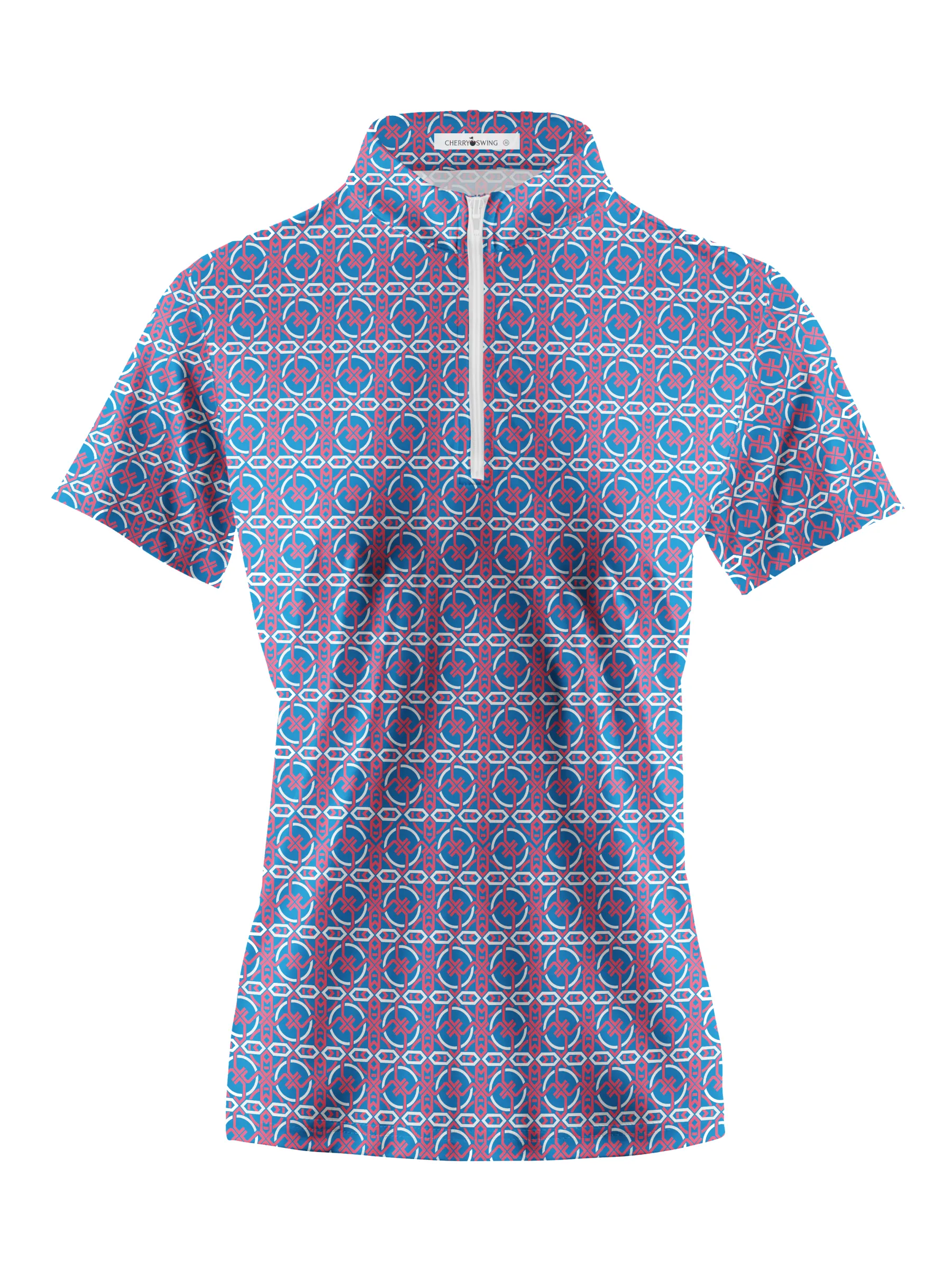 Cherryswing Women's Circular Motifs Short Sleeve Golf Shirt