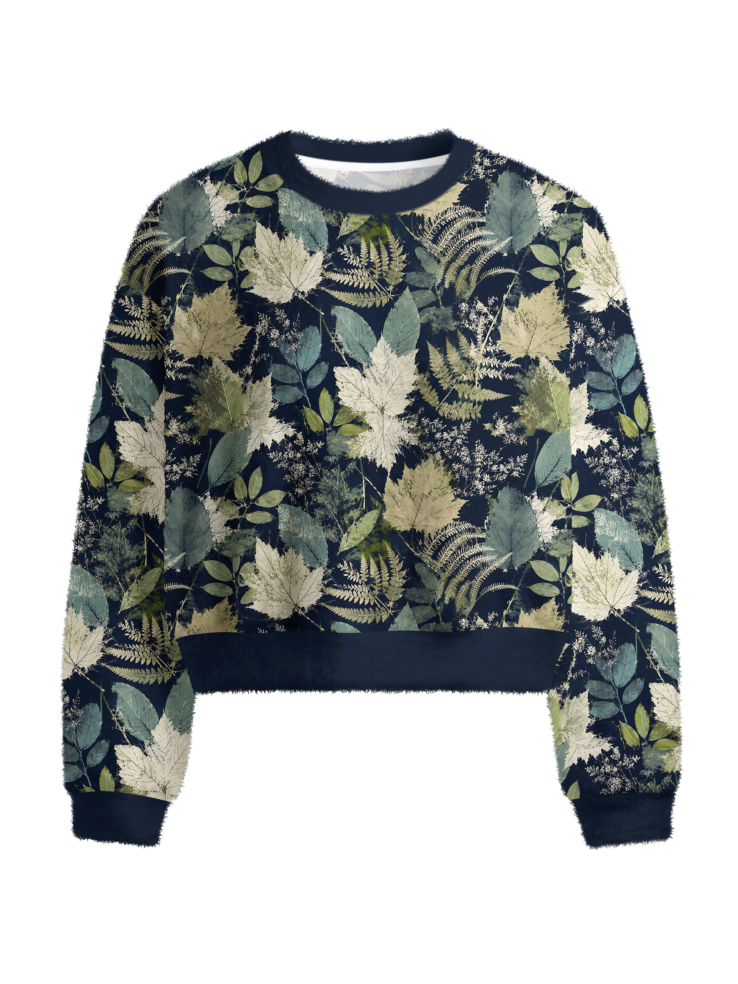Cherryswing Women's Botanical Specimen Fuzzy Knit Golf Sweater
