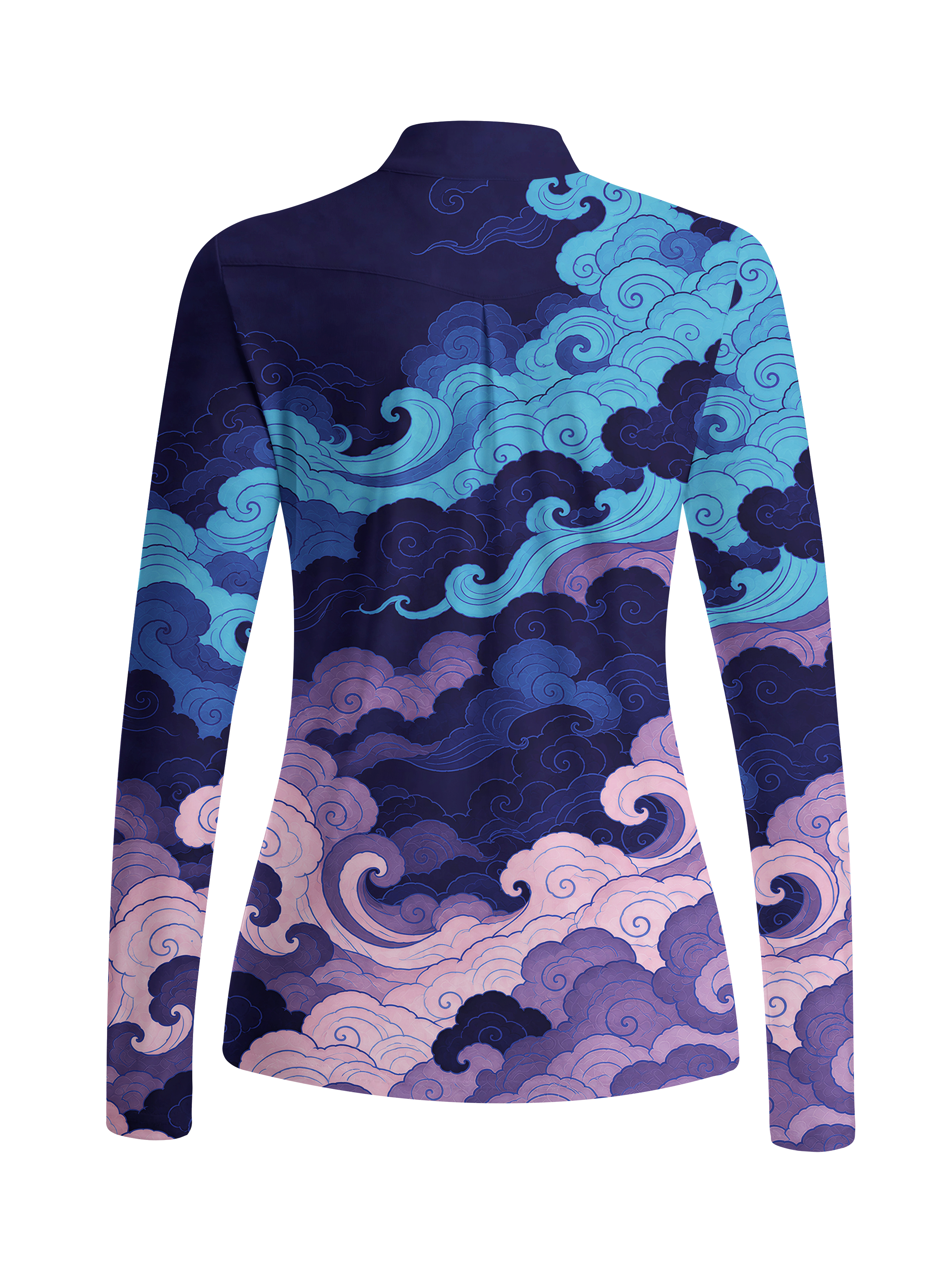 Cherryswing Women's Auspicious Clouds Gradient Long Sleeve Golf Shirt