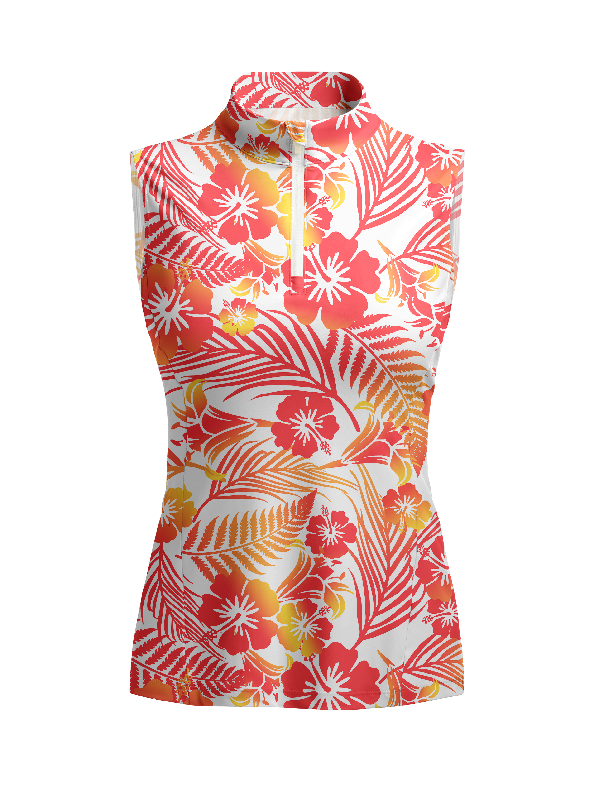 Cherryswing Women's Tropical Blossom Sleeveless Golf Shirt