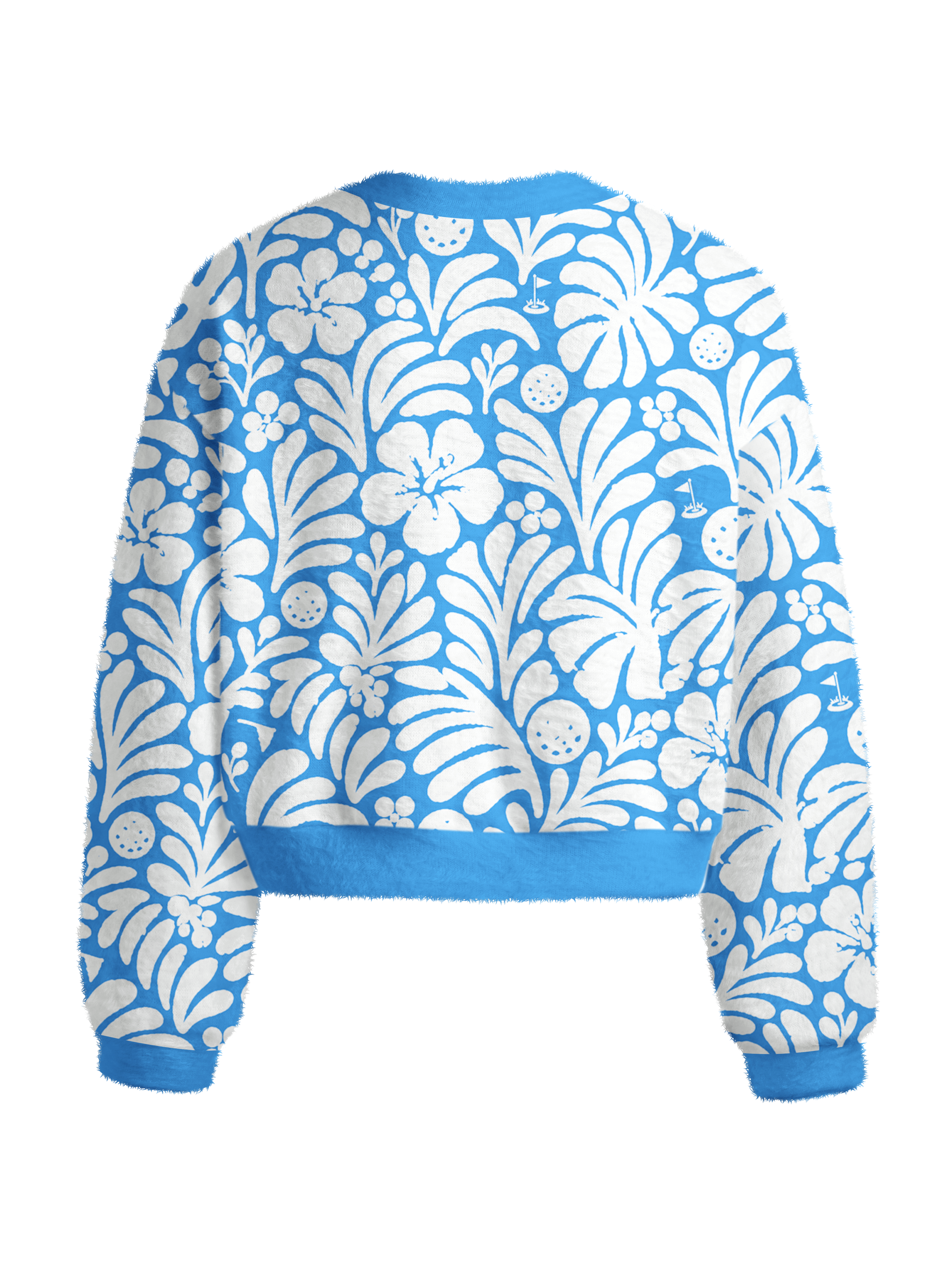 Cherryswing Women's Tropical Golf Motif Plush Knit Sweater