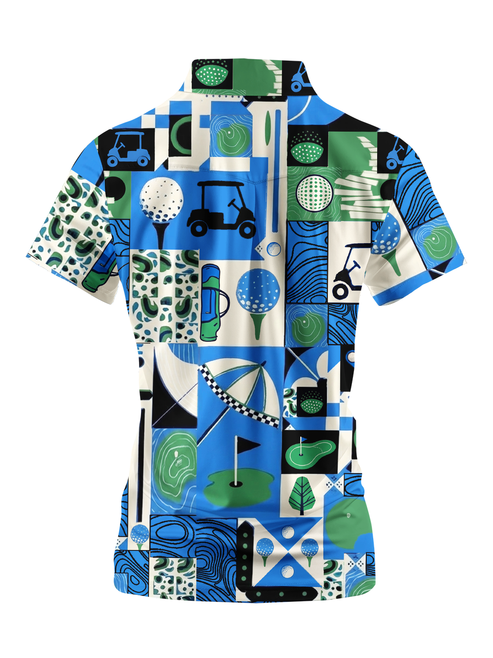 Cherryswing Women's Golf Collage Patchwork Short Sleeve Golf Shirt