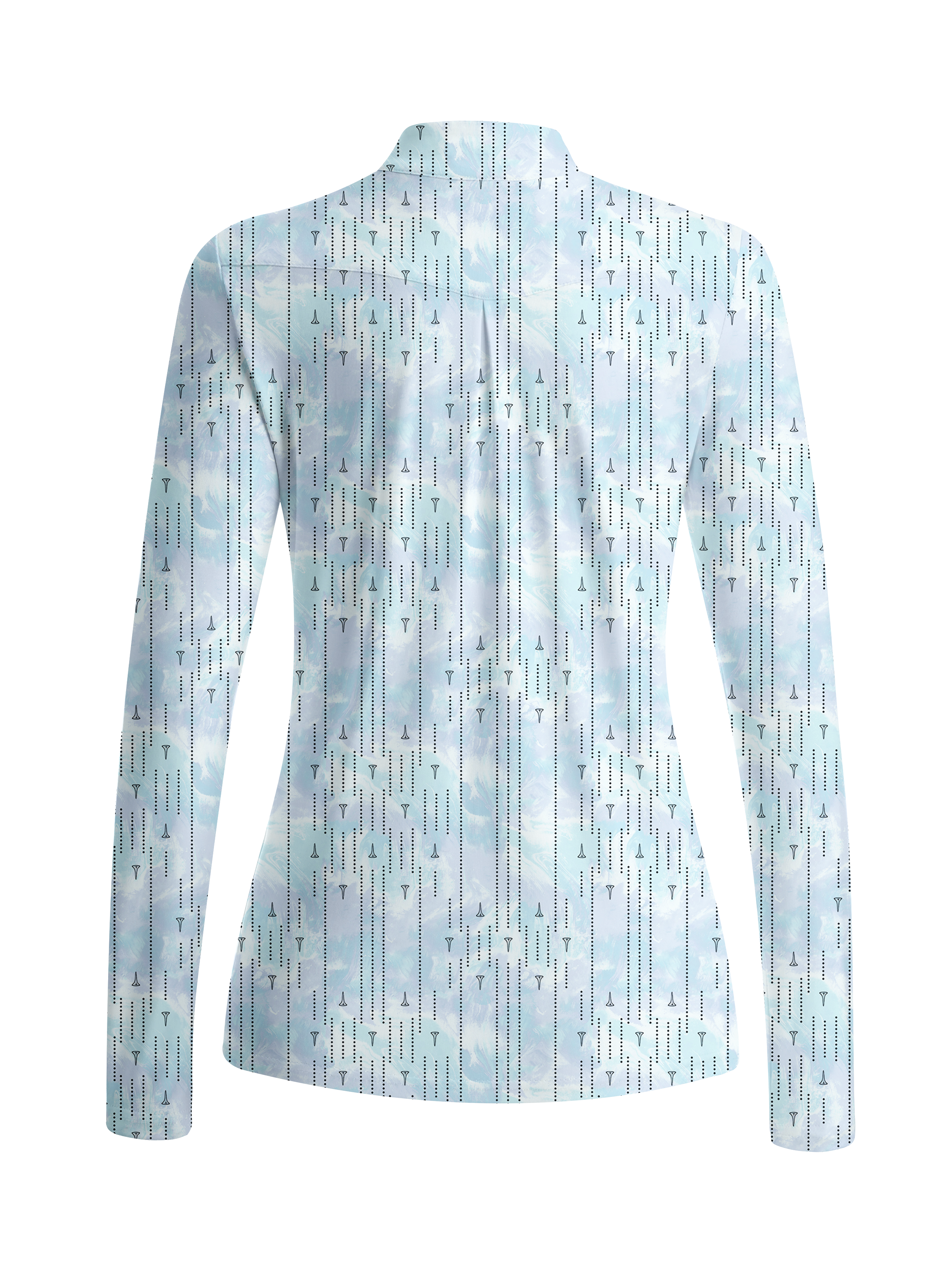 Cherryswing Women's Marble Tee Pattern Long Sleeve Golf Shirt