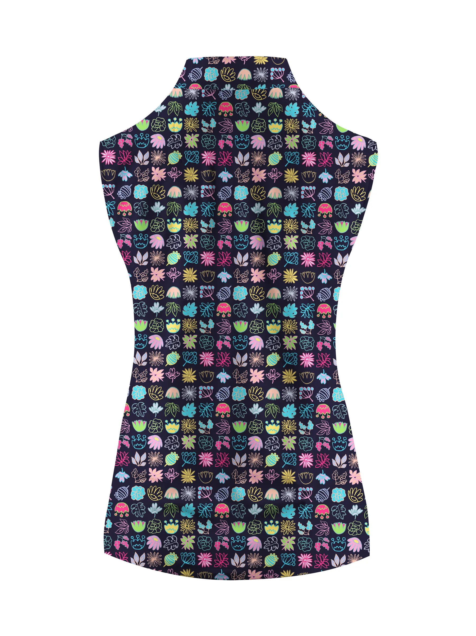 Cherryswing Women's Colorful Squares Sleeveless Polo Shirt